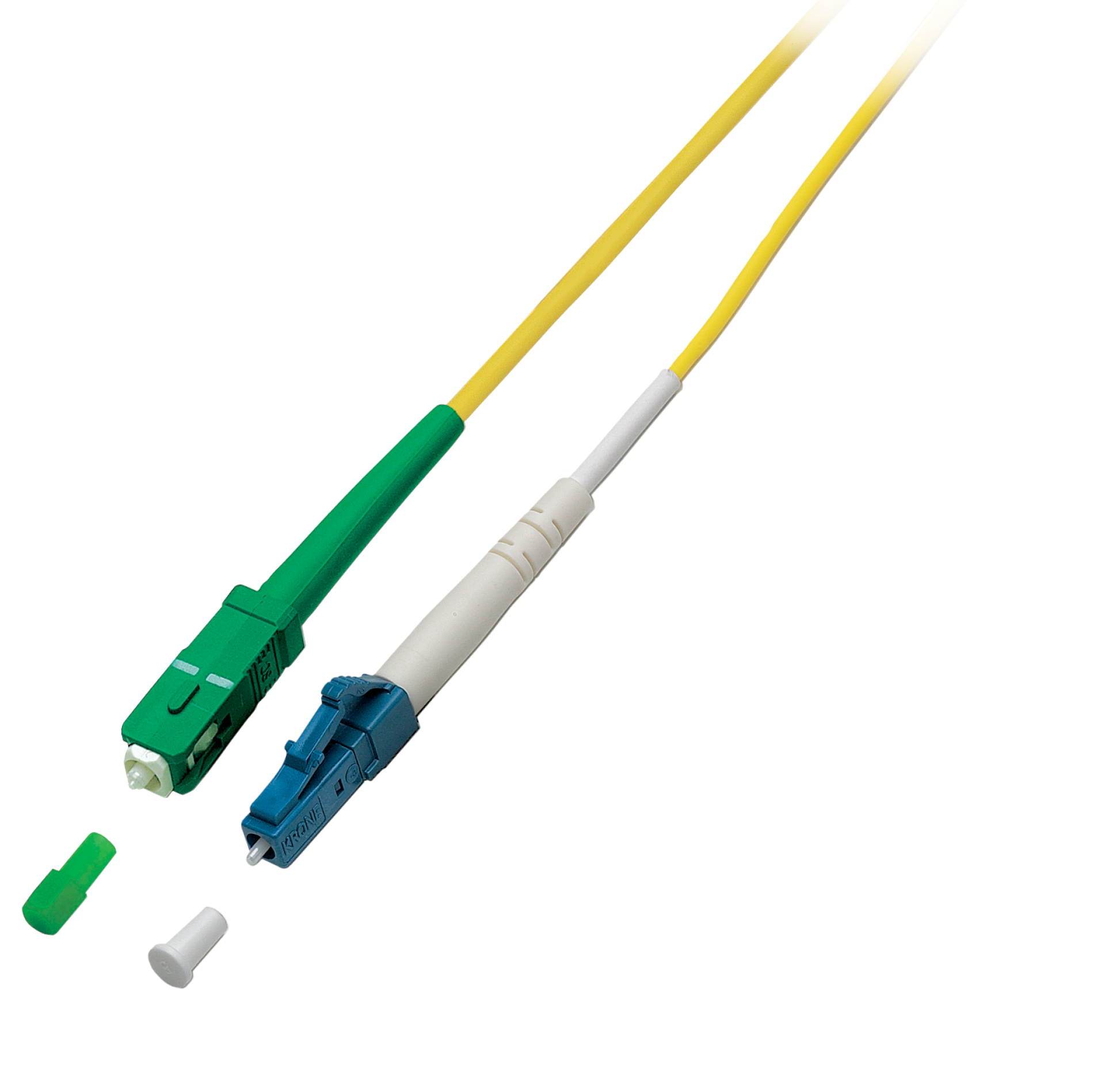 Simplex patch cable LC-SC/APC OS2 G657A2 1m LSZH 2mm yellow