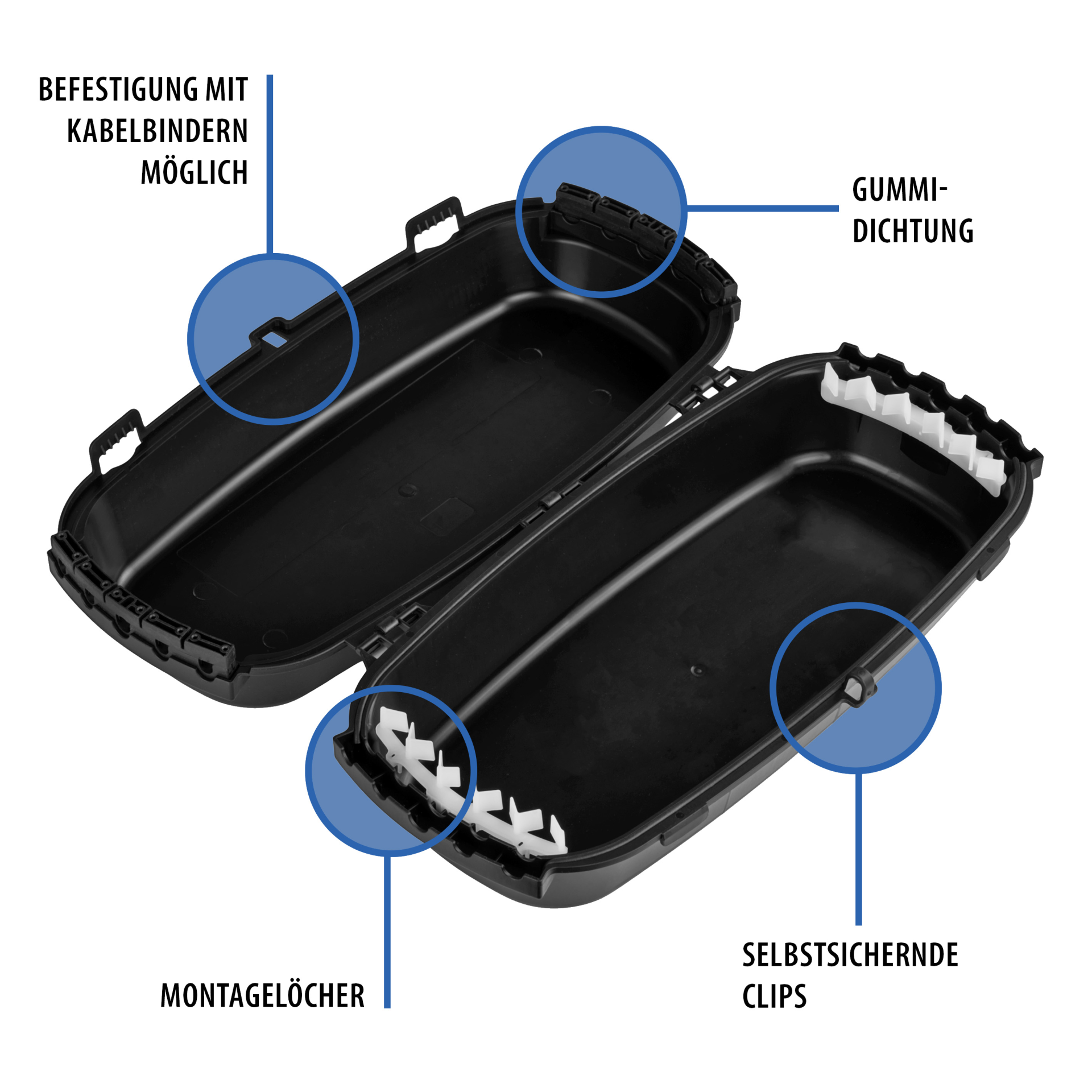 Outdoor box IP54 foldable black recycled plastic lockable