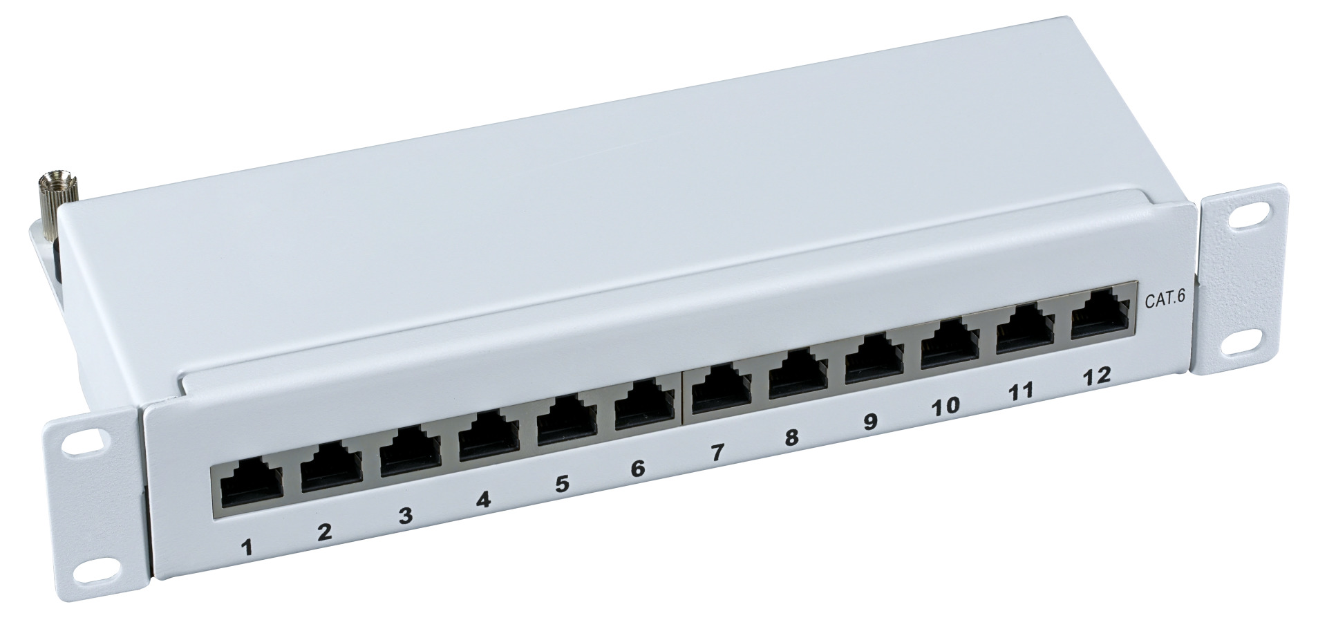 Mini-Patchpanel STP 12xRJ45 Cat.6, 10“ 1U, RAL7035 grey