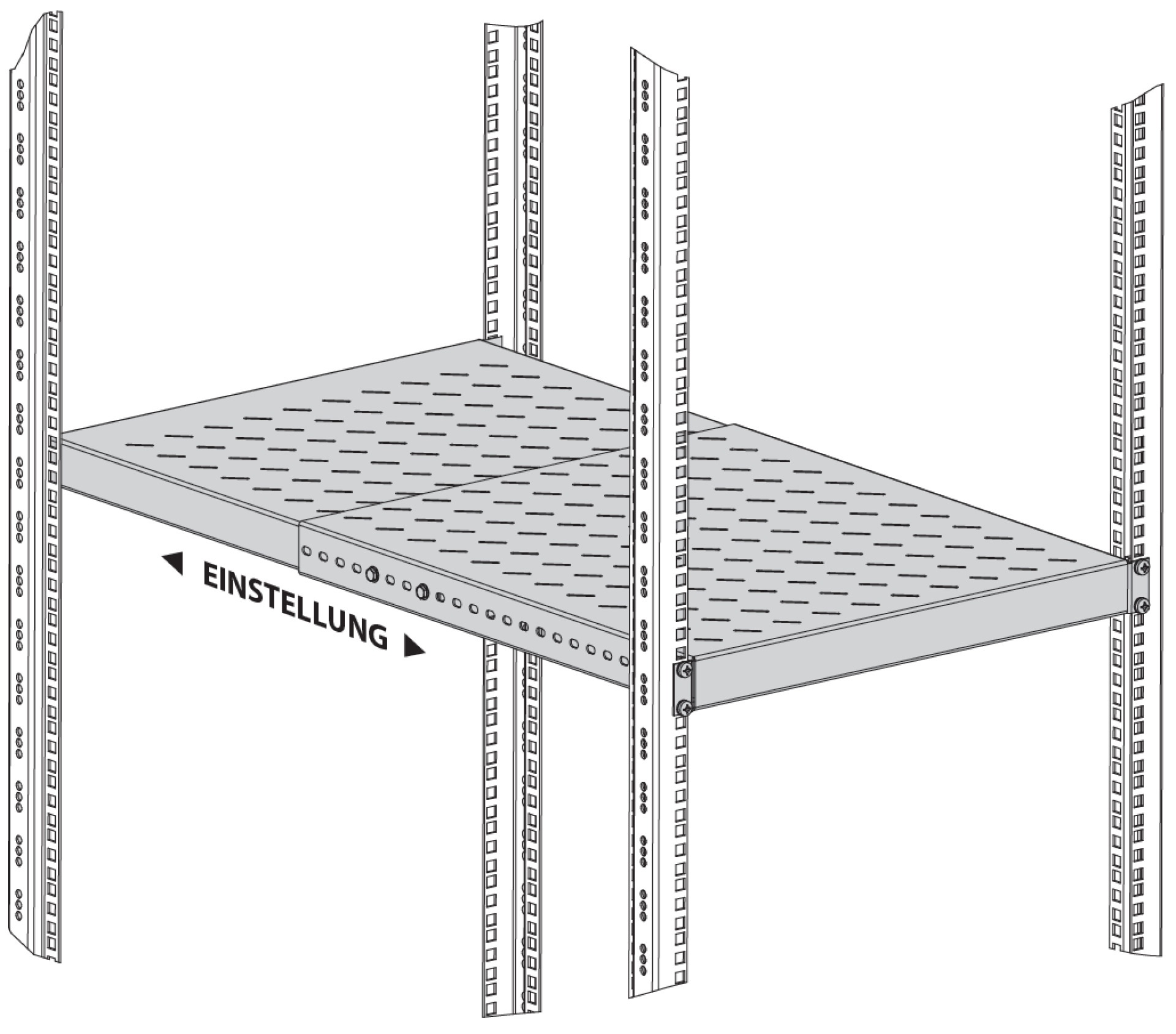 19" 1U Heavy-Duty Shelf, Depth-Adjustable, 150 kg, CD 800..1000, RAL9005