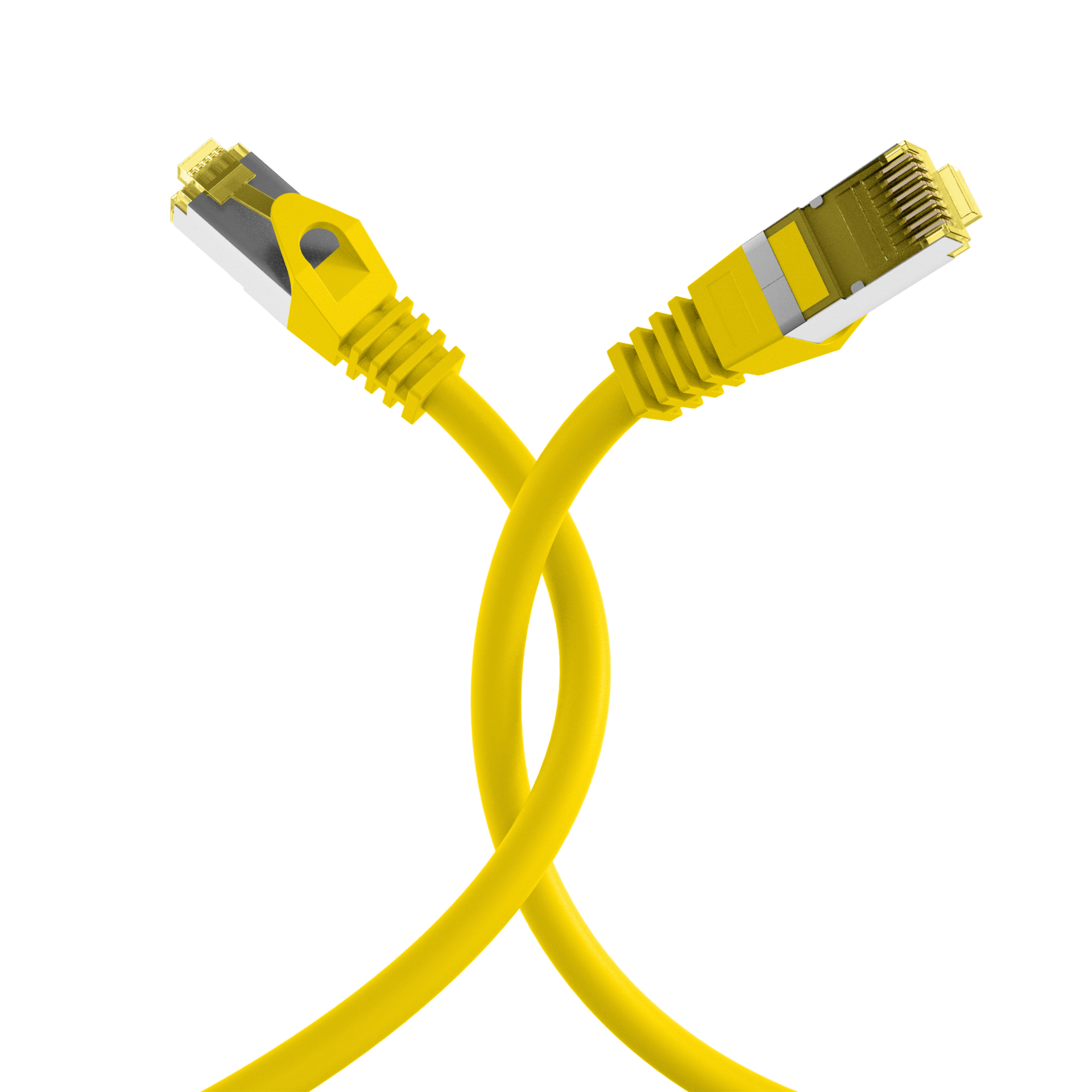RJ45 Patch cable S/FTP, Cat.6A, LSZH, Cat.7 Raw cable, 0,15m, yellow