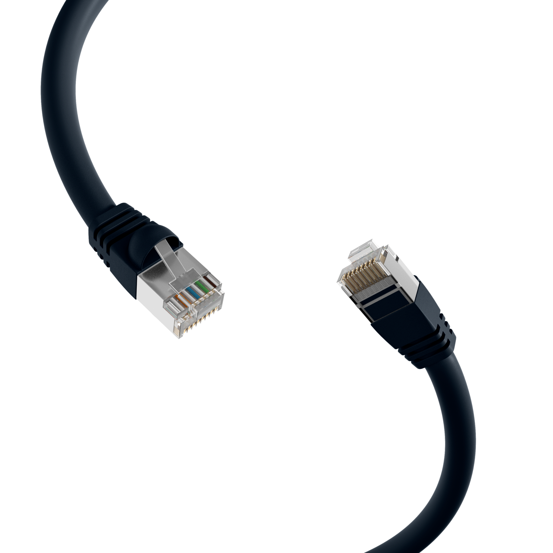 RJ45 Patch cable S/FTP, Cat.6, PVC, short boot, UL, 20m, black