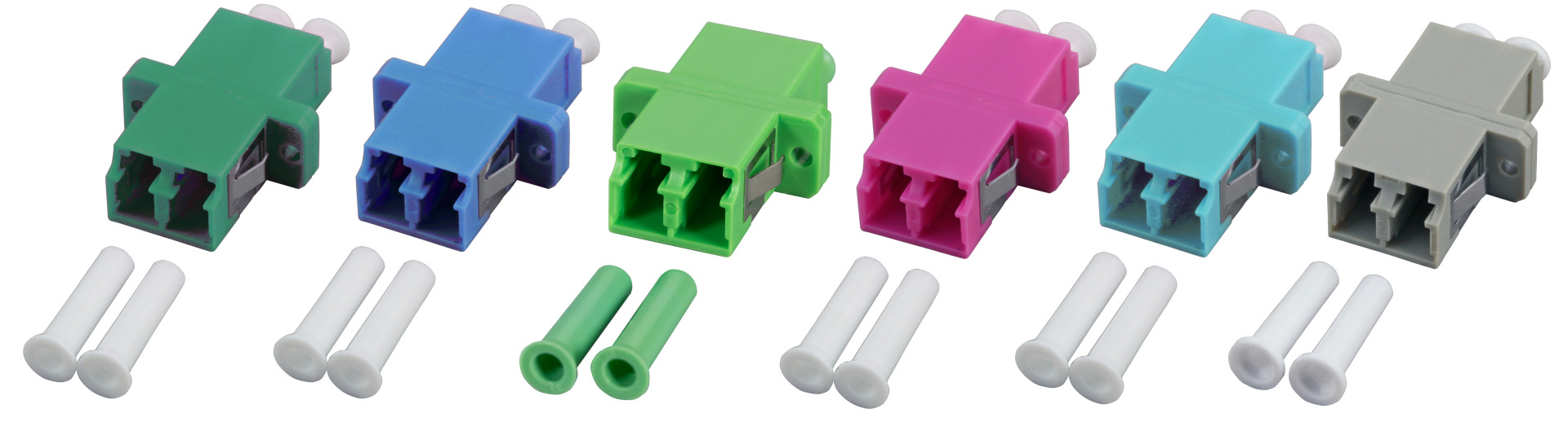 Adapter LC Duplex OM4 one piece, erica violet, ceramic sleeve, SC Simplex