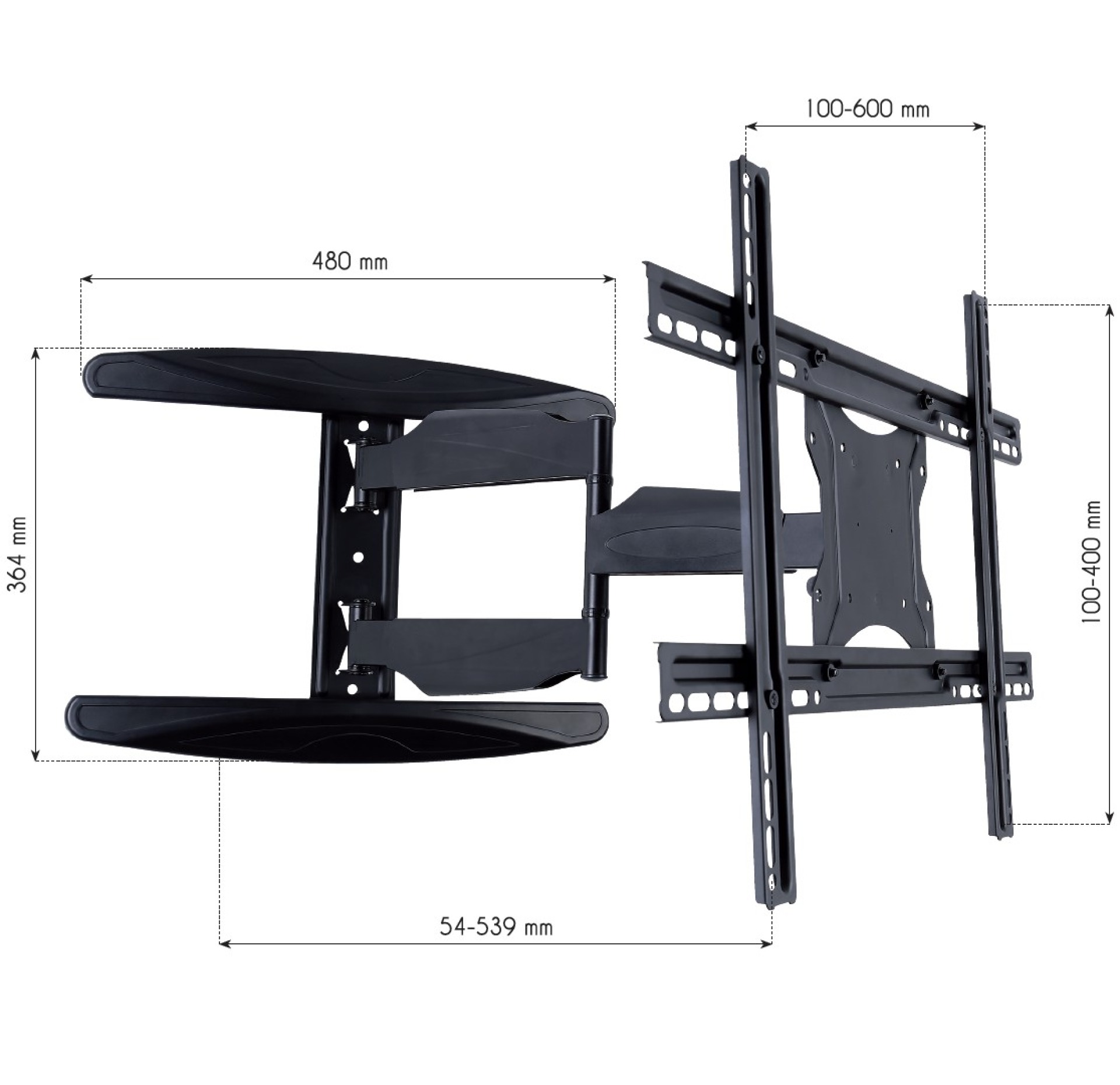 Wall bracket for LCD TV LED 40"-65" Full Motion, black