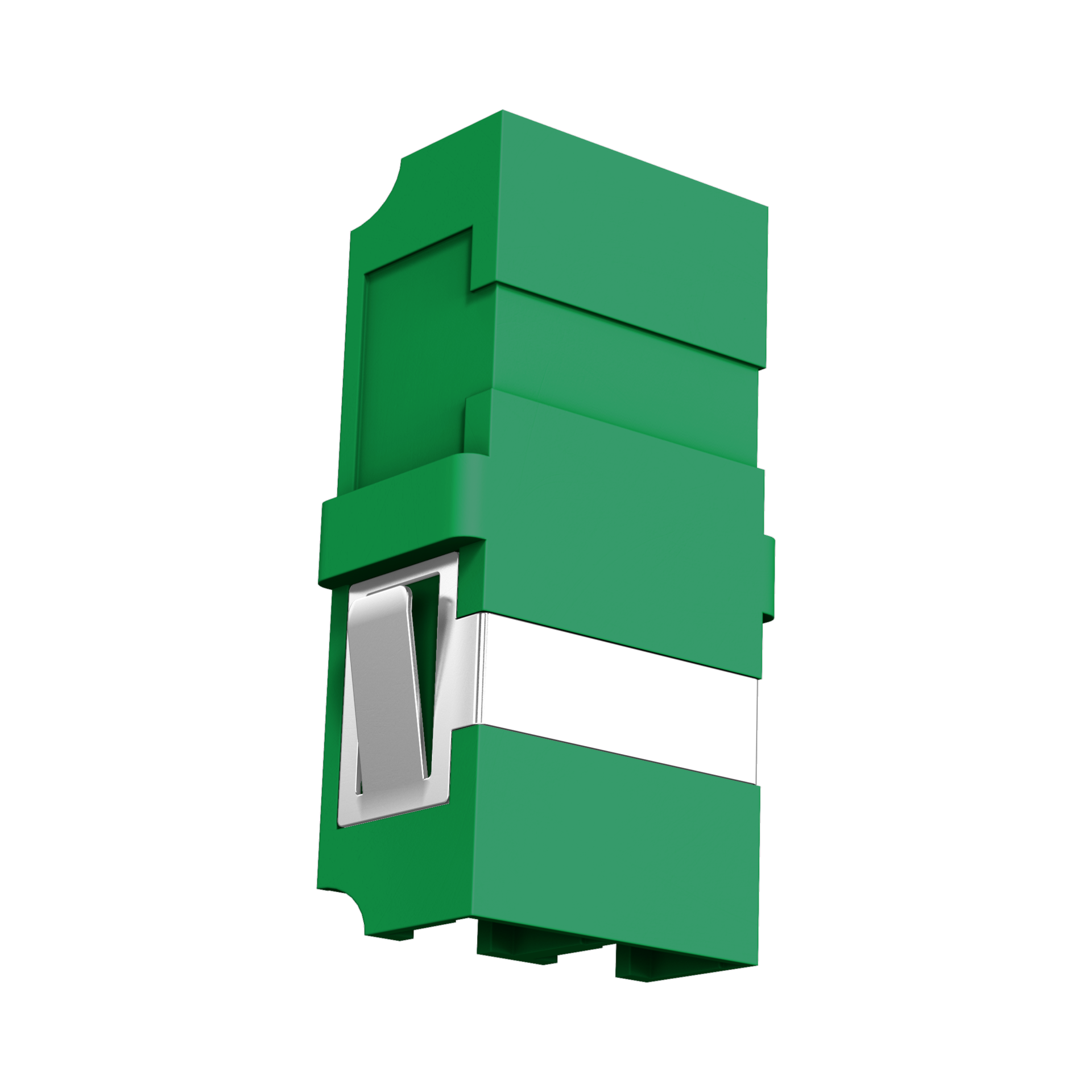 Kupplung LC/APC Duplex OS2 grün mit Shutter flanschlos