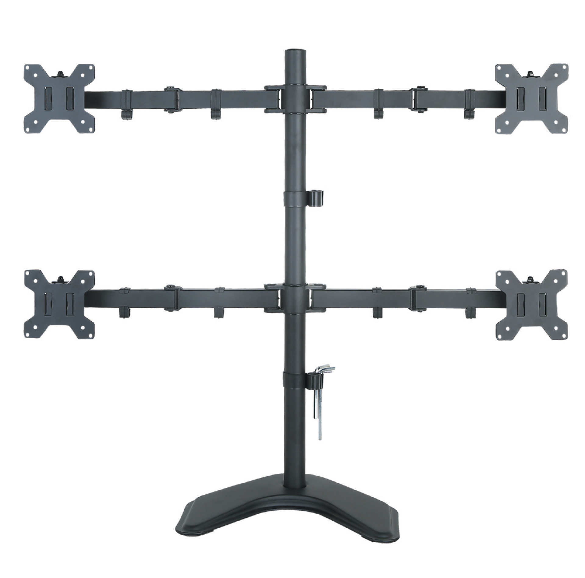 Desk stand for 4 LCDs 13"-27", with base