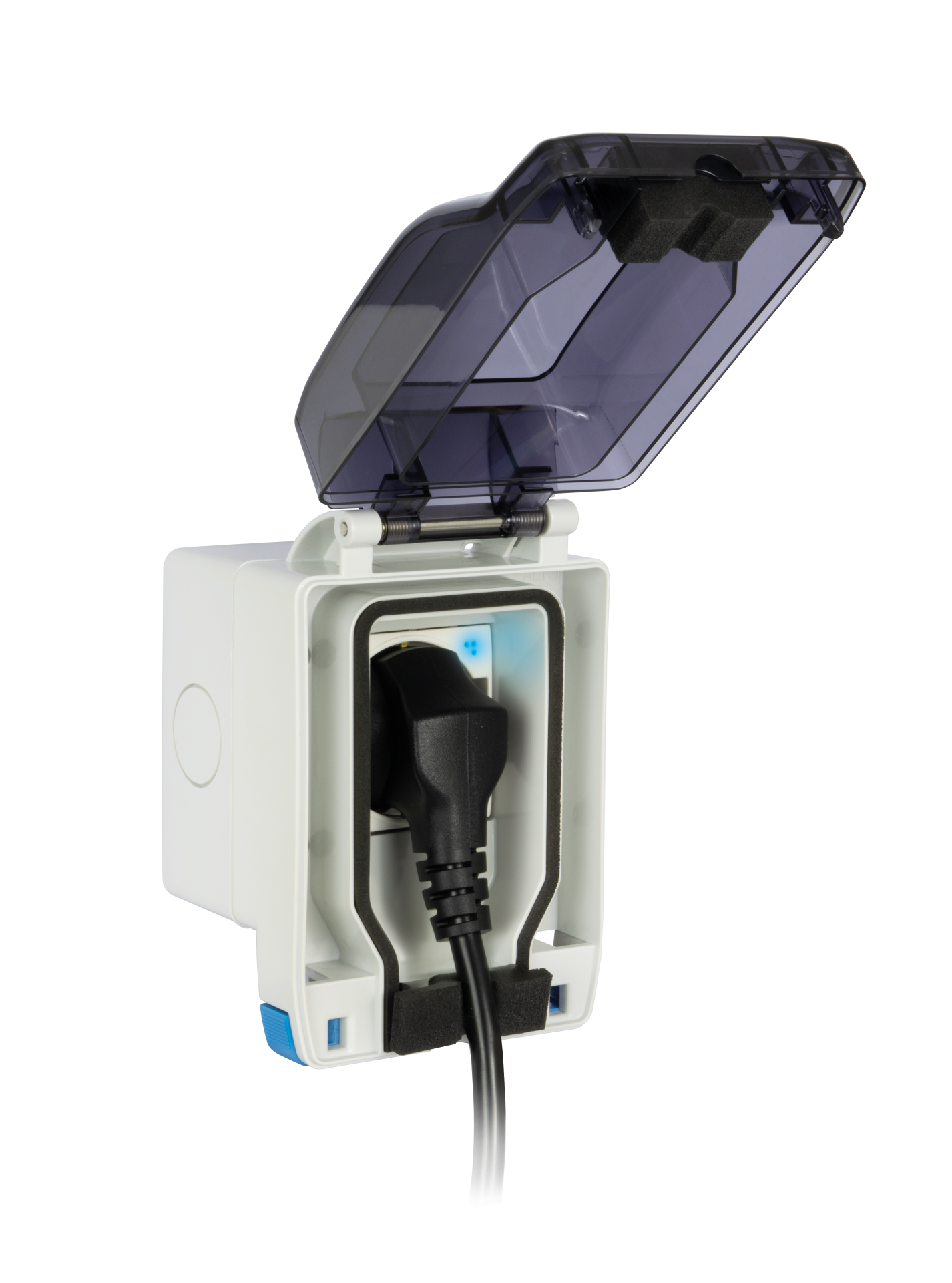 Complete IP55 outlet, 1 x Schuko power socket 230V/16A