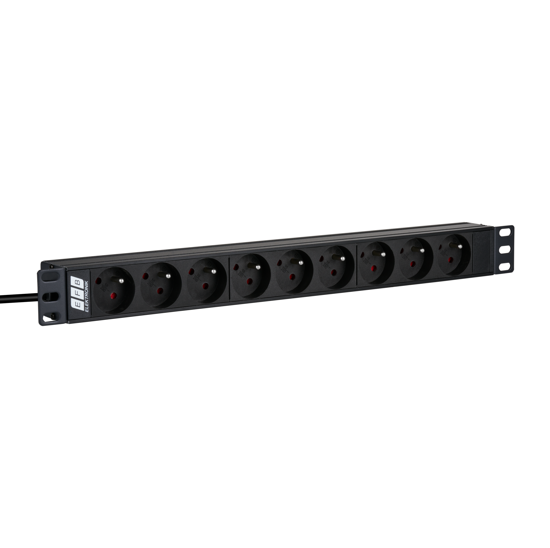 19“ 1U Socket Strip 9 x UTE without Switch