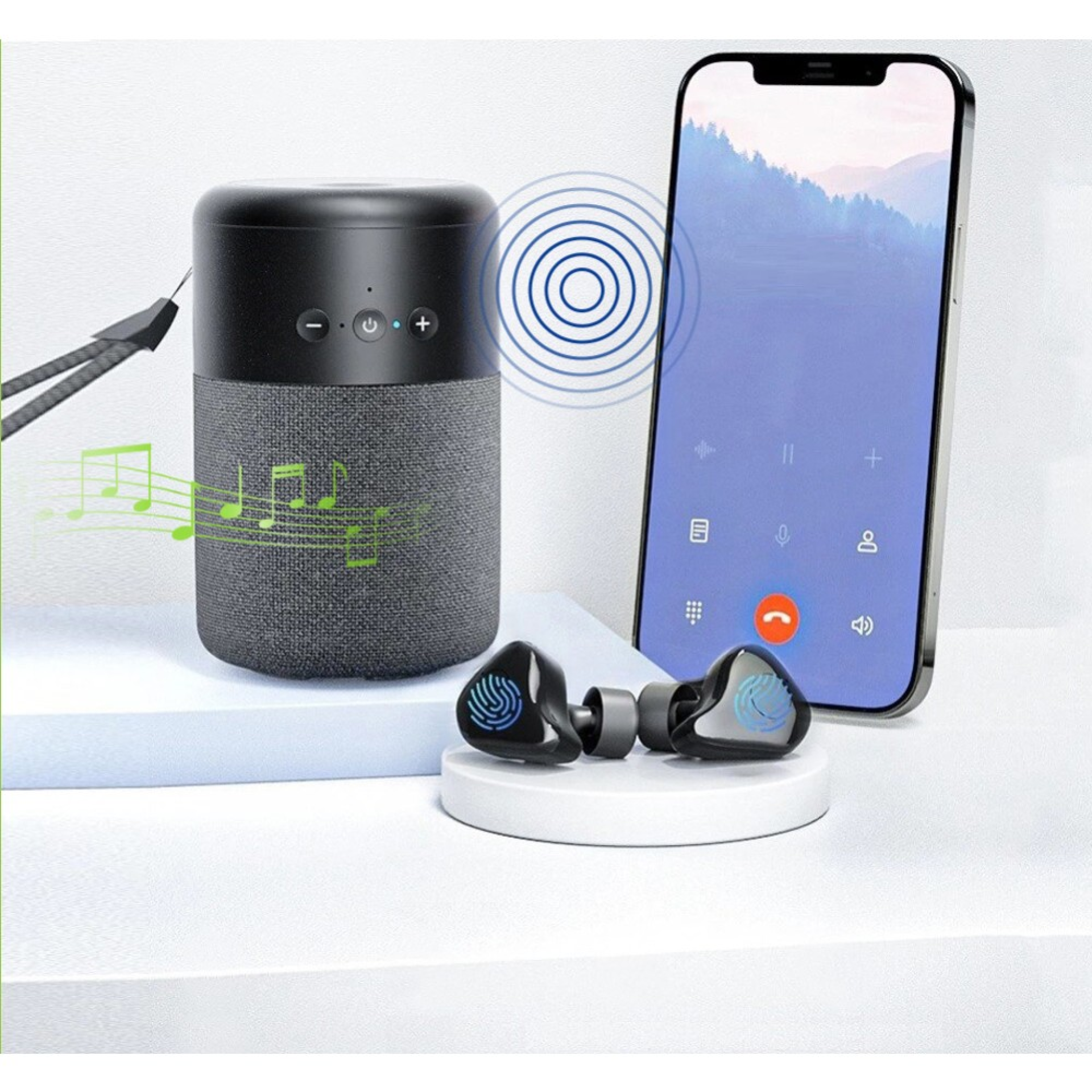 Techly Speaker charging case with wireless earphones BT 