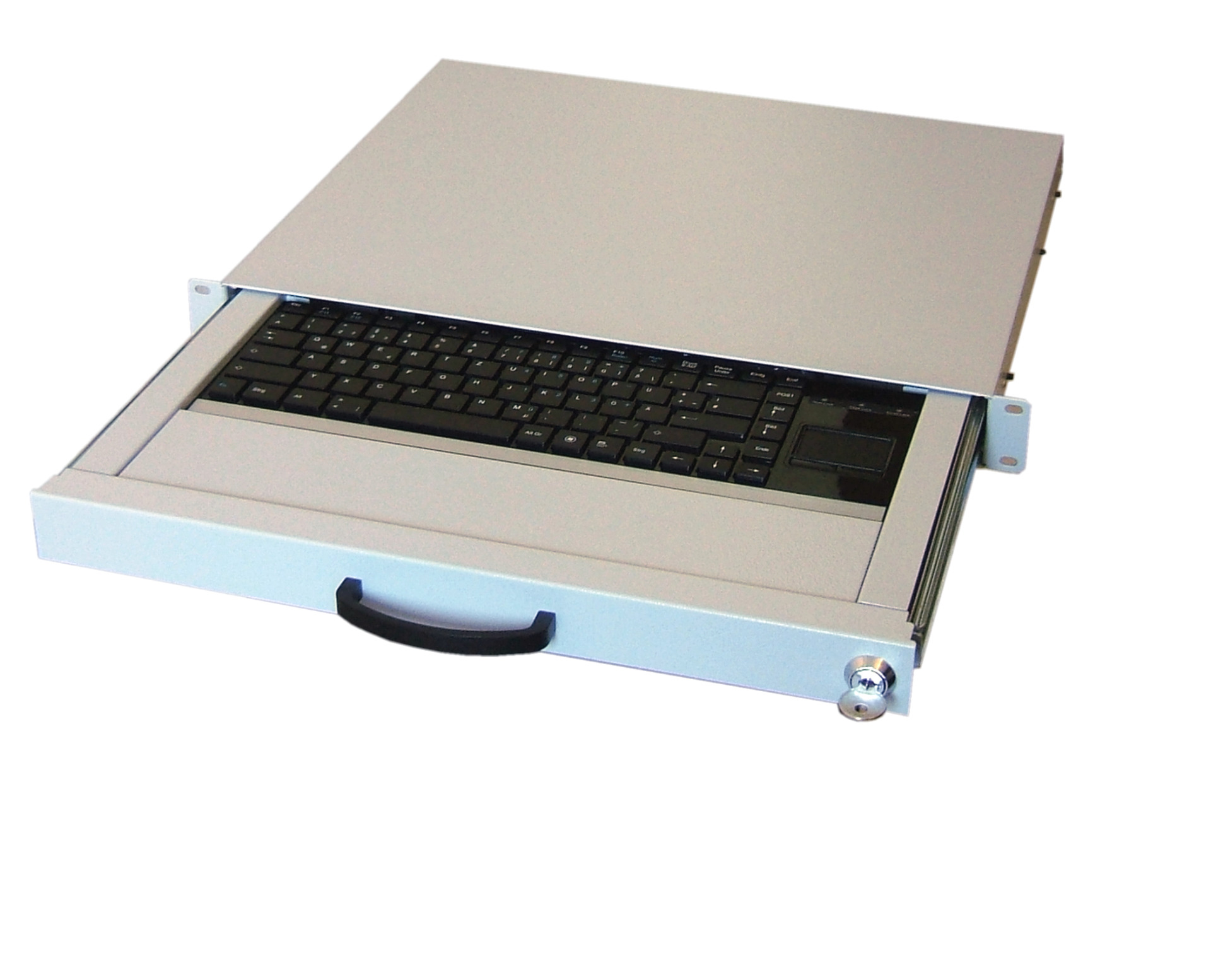 19" 1U Keyboard Drawer incl. Keyboard DE, Touchpad, RAL7035