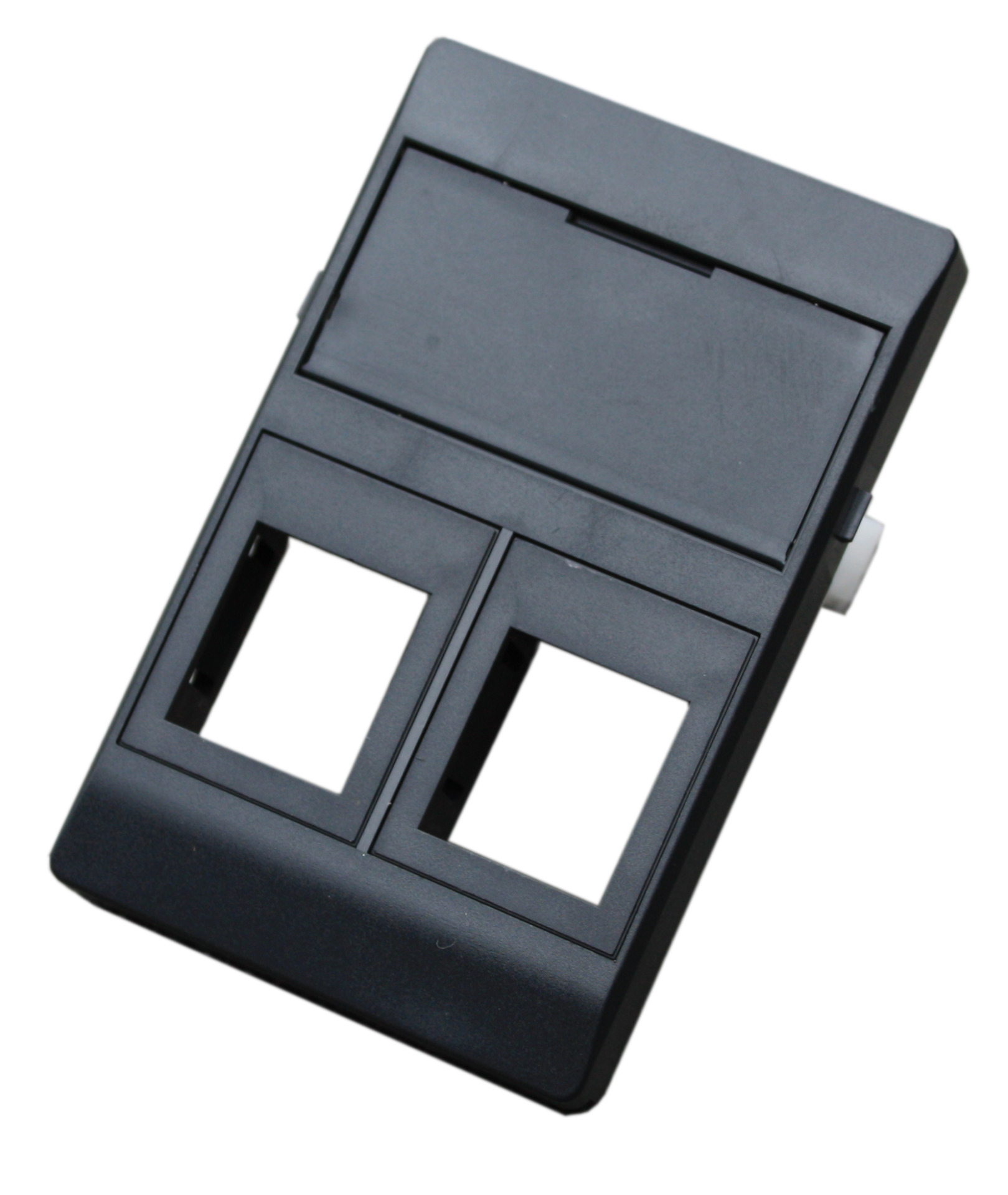 Dataoutlet 2xRJ45 Keystone Type F charcoal Incl. mounting frame+large textfield