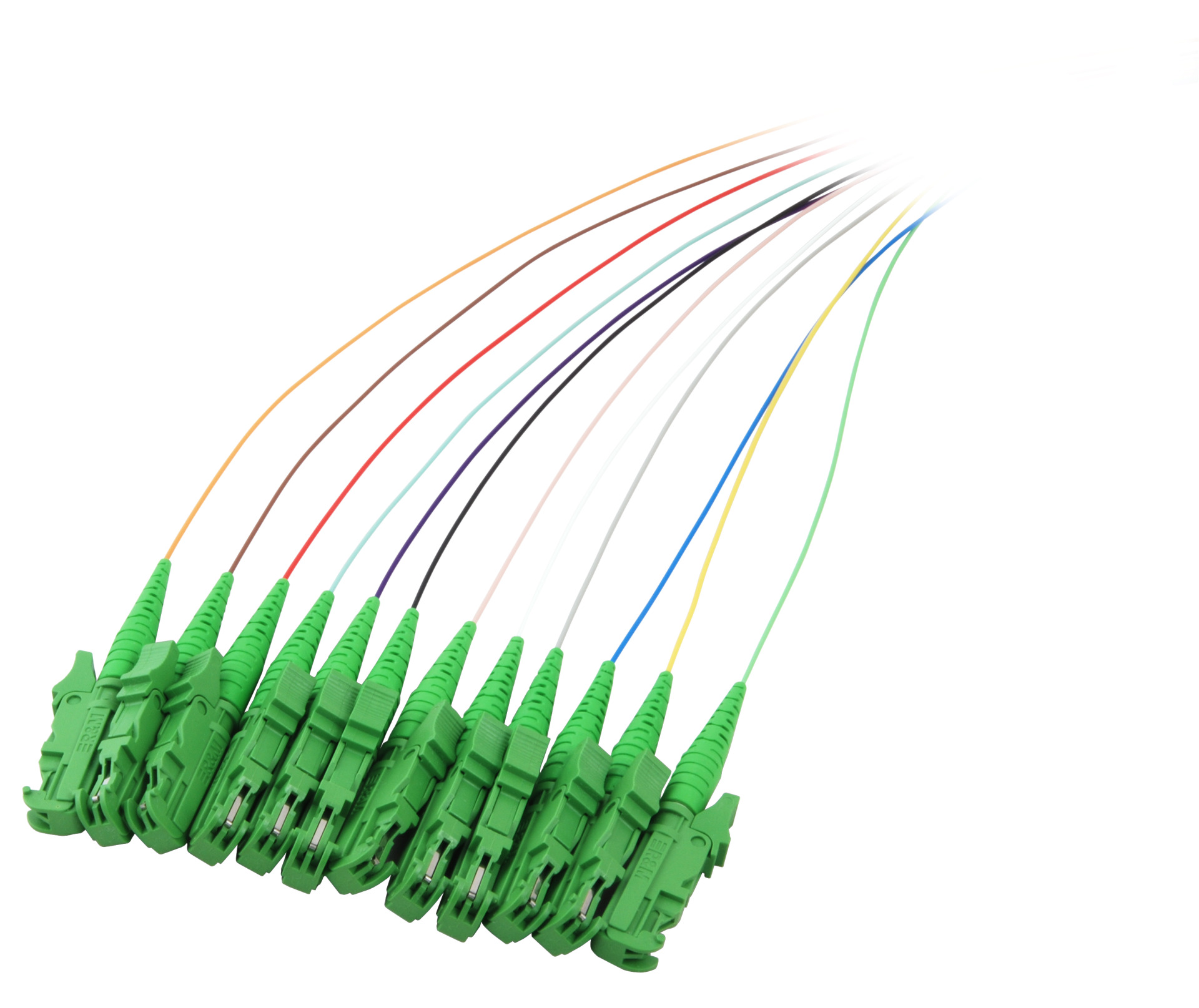 Fiber Pigtail E2000®/APC OS2 G652D-colored set 2m - 12 pieces