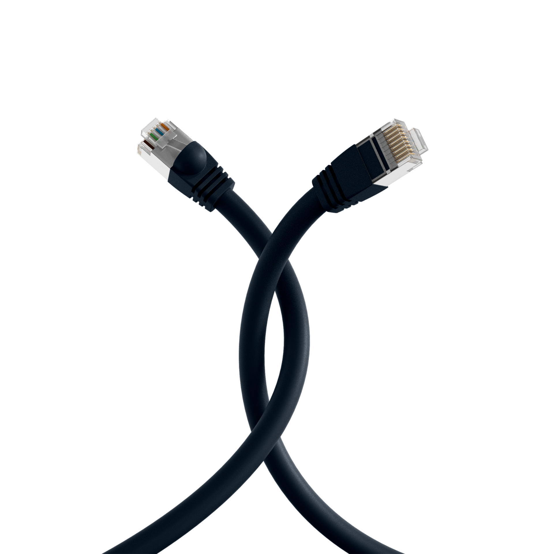 RJ45 Patch cable S/FTP, Cat.6, PVC, short boot, UL, 20m, black