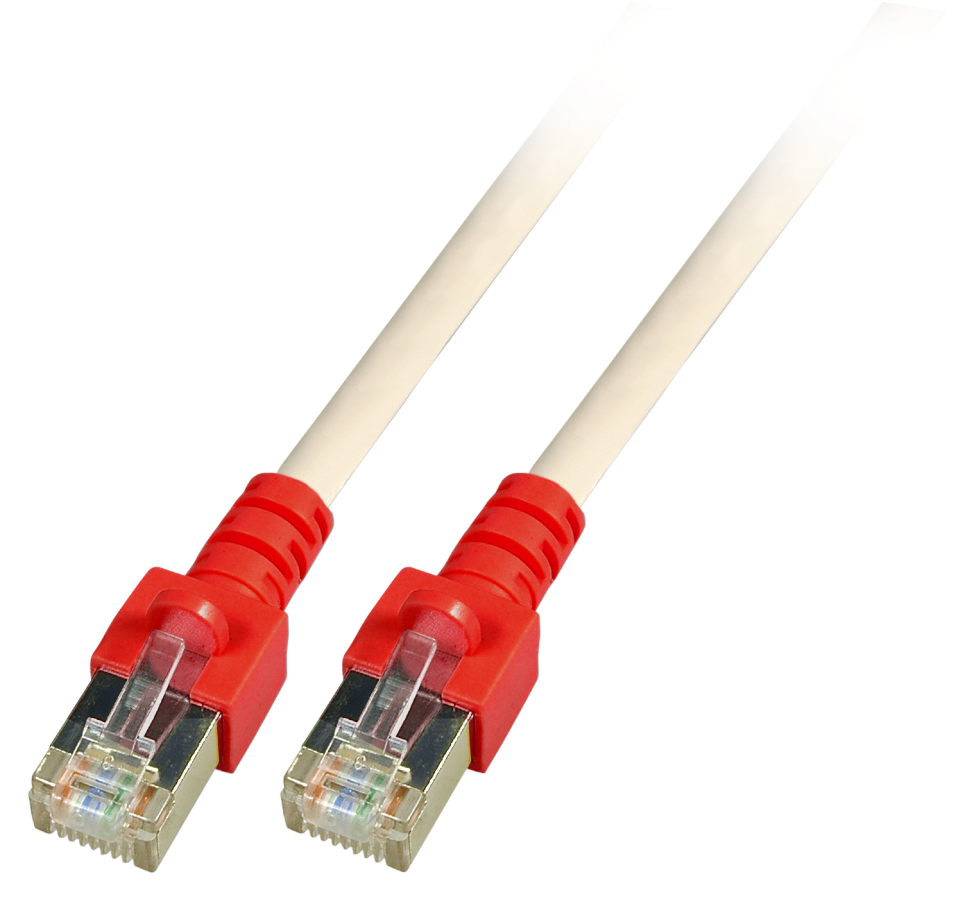 RJ45 Crossover Patch cable SF/UTP, Cat.5e, CCA, 3m, grey (red boot)