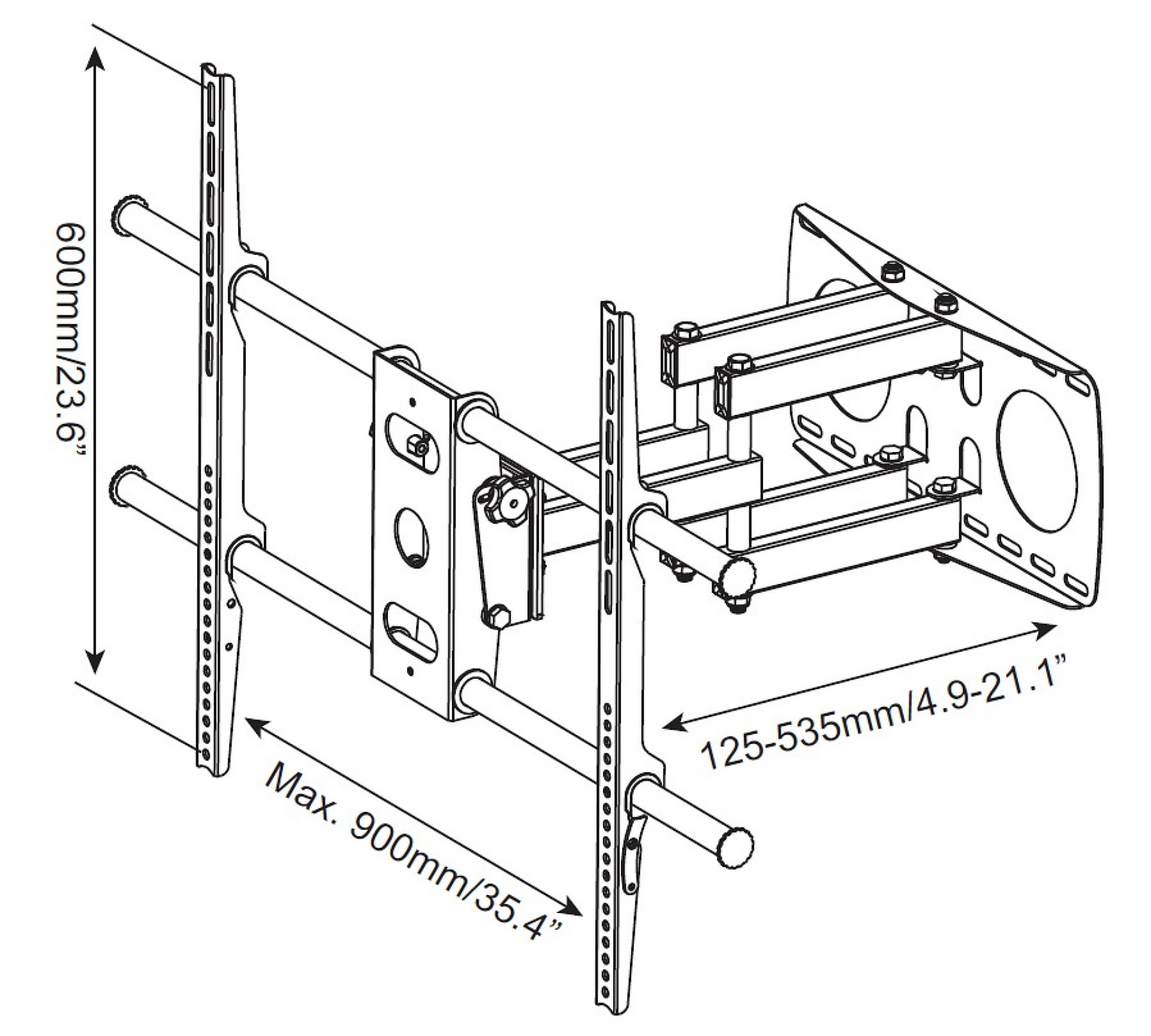 Wall bracket for LCD TV LED 50"-100" Full Motion, black