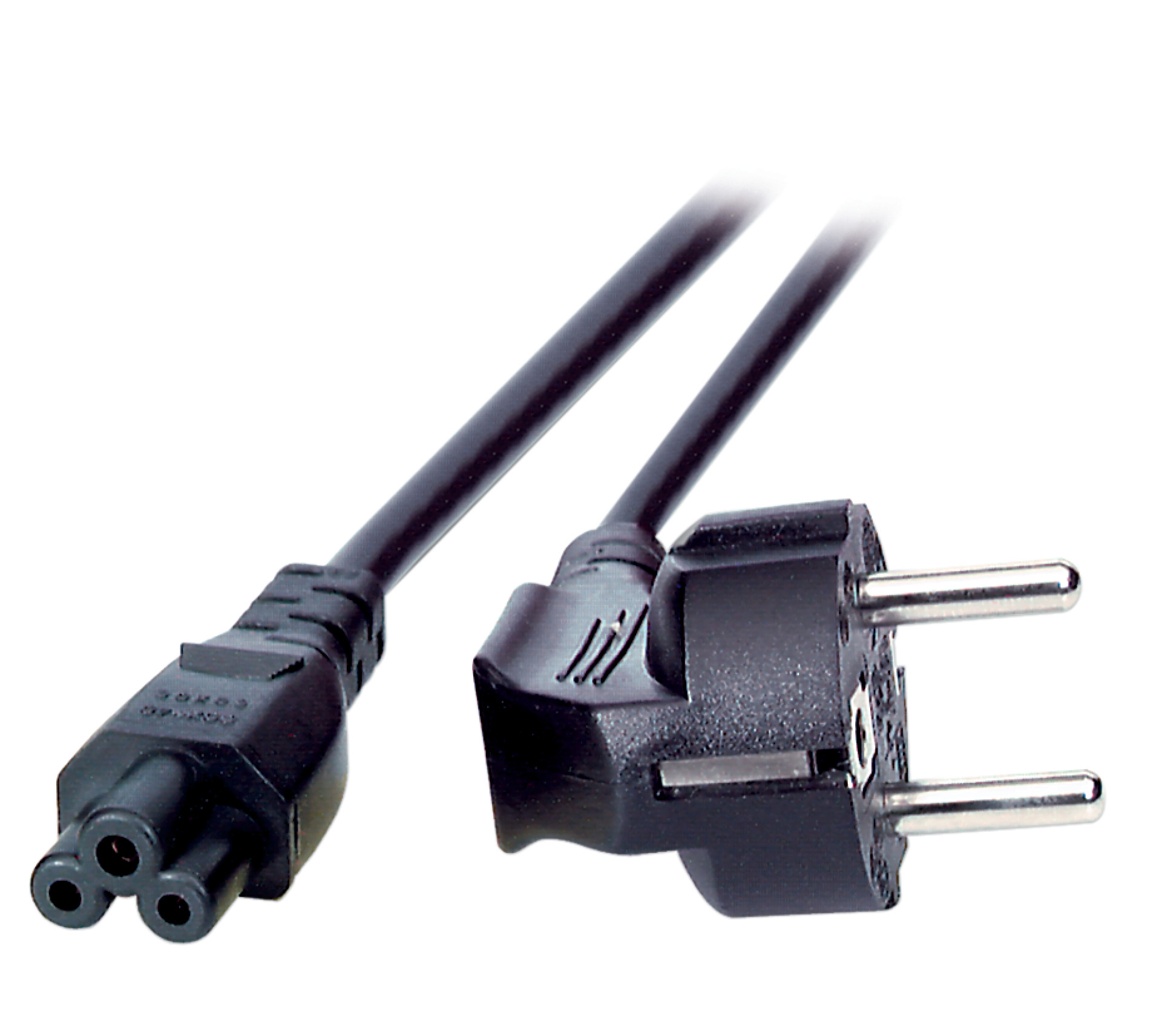 Power Cable CEE7/7 90° - C5 180°, Black, 3.0 m, 3 x 0.75 mm²