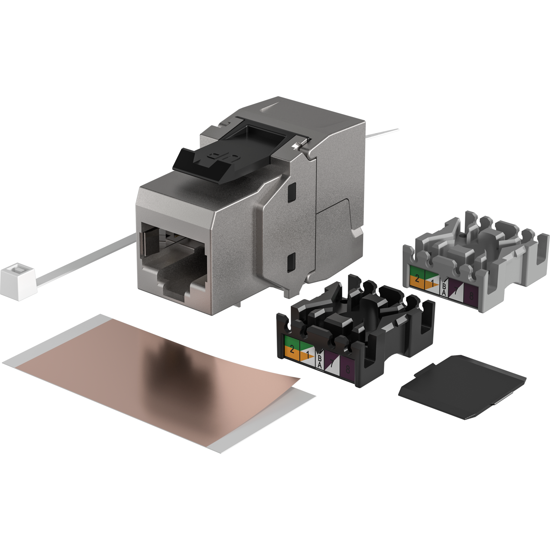 RJ45 Keystone STP, Cat.6A, 500MHz, component certified