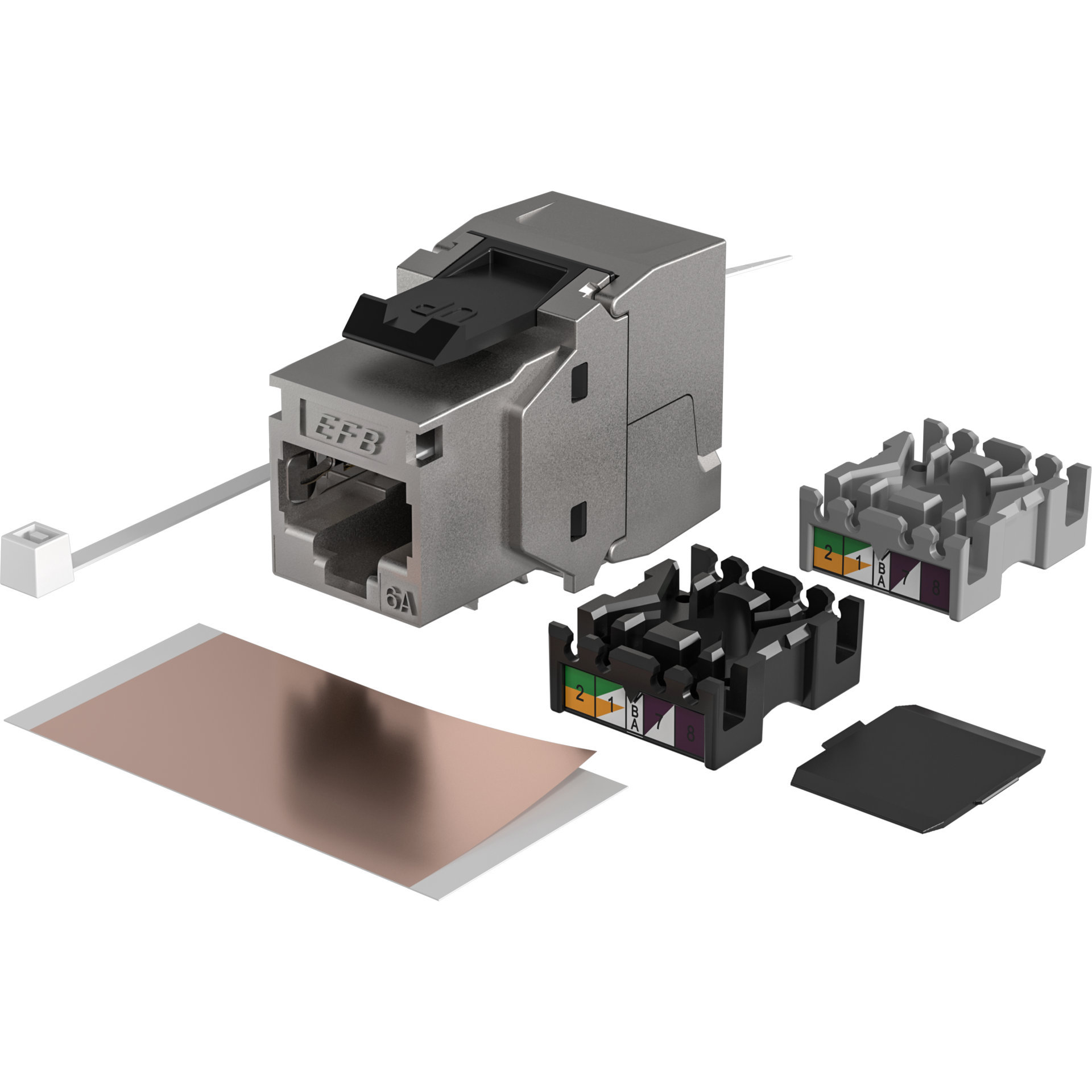 RJ45 Keystone STP, Cat.6A, 500MHz, component certified