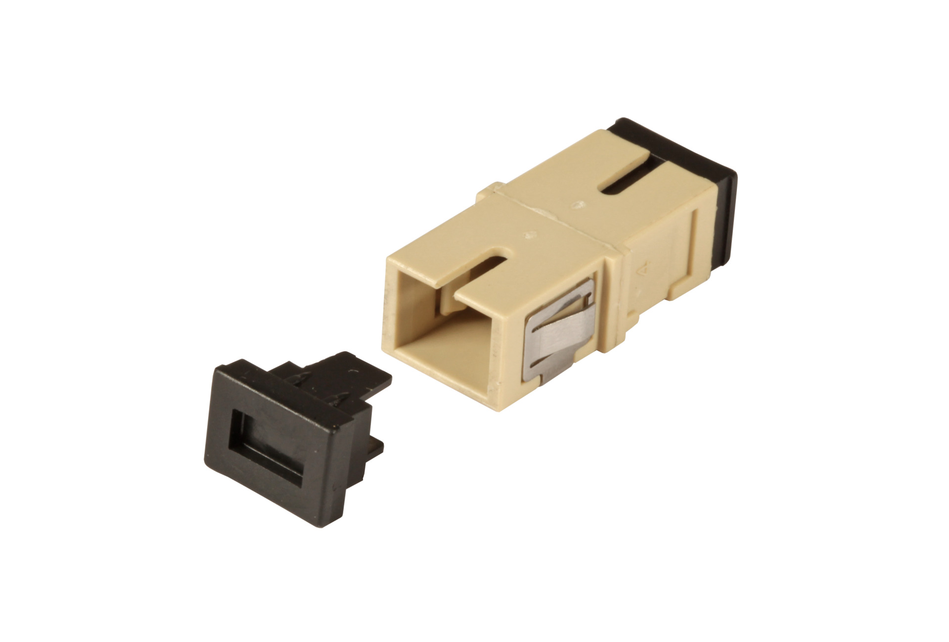 Adapter SC Simplex OM1/2 one piece, flangeless, beige, ceramic sleeve