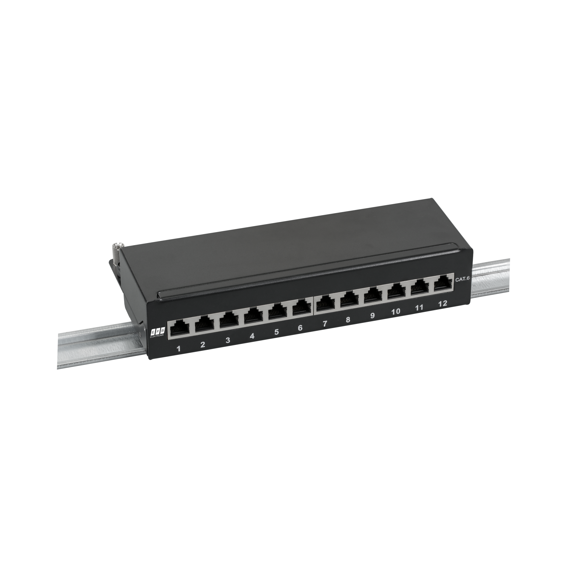 Mini-Patchpanel STP 12xRJ45 Cat.6, 10“ 1U, RAL9005 black