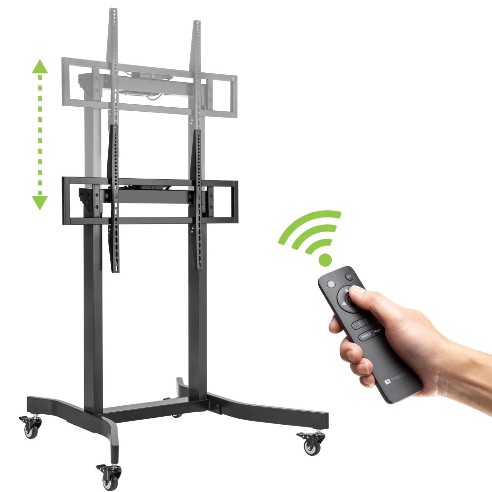 Motorized TV Trolley with adjustable Height for TV 55-100'' black