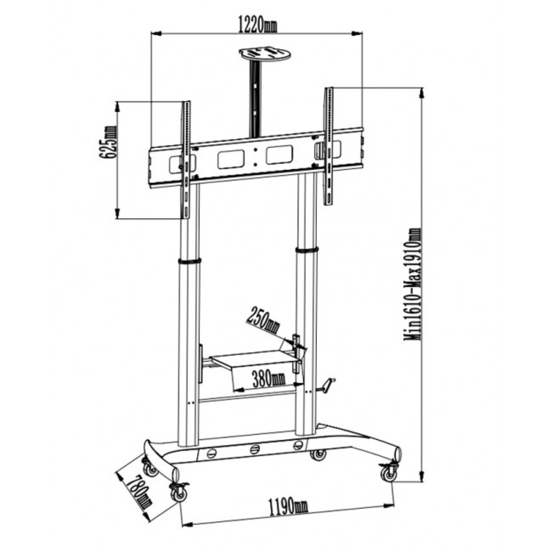 TV Trolley for LCD LED TV 52-110'' with camera shelve