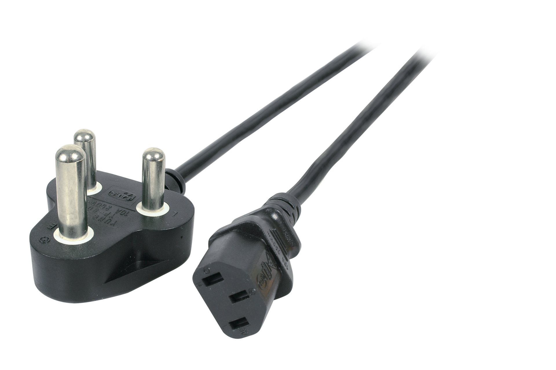 Power Cable South Africa - C13, 1.8 m, Black, 3 x 0.75 mm²