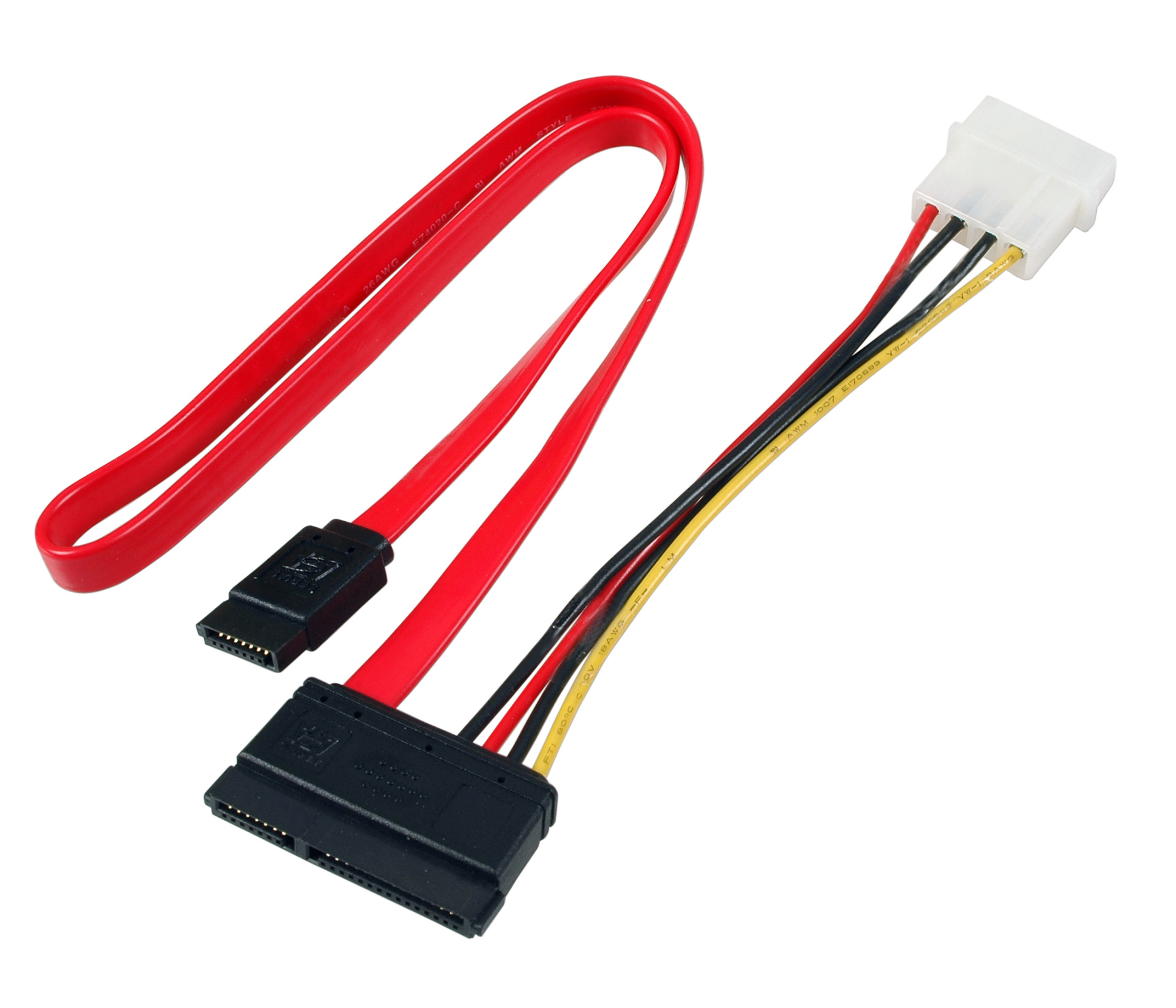 SATA Power Cable, SATA 22 to SATA 7 + 5,25", M-M+F, 0,5m