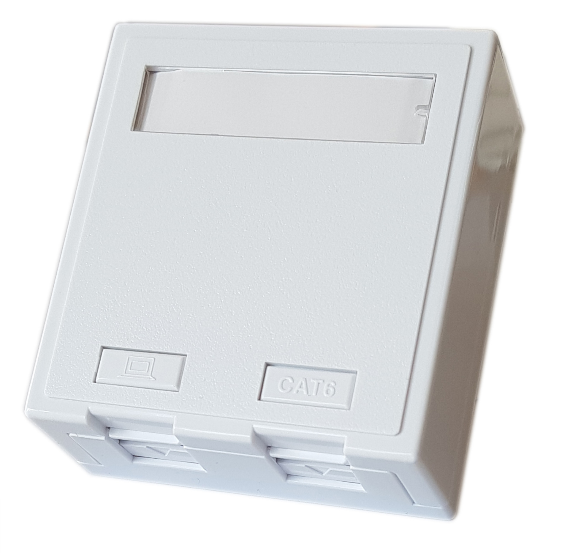 Officebox for 2 x RJ45 Keystone w shutter,White RAL9010