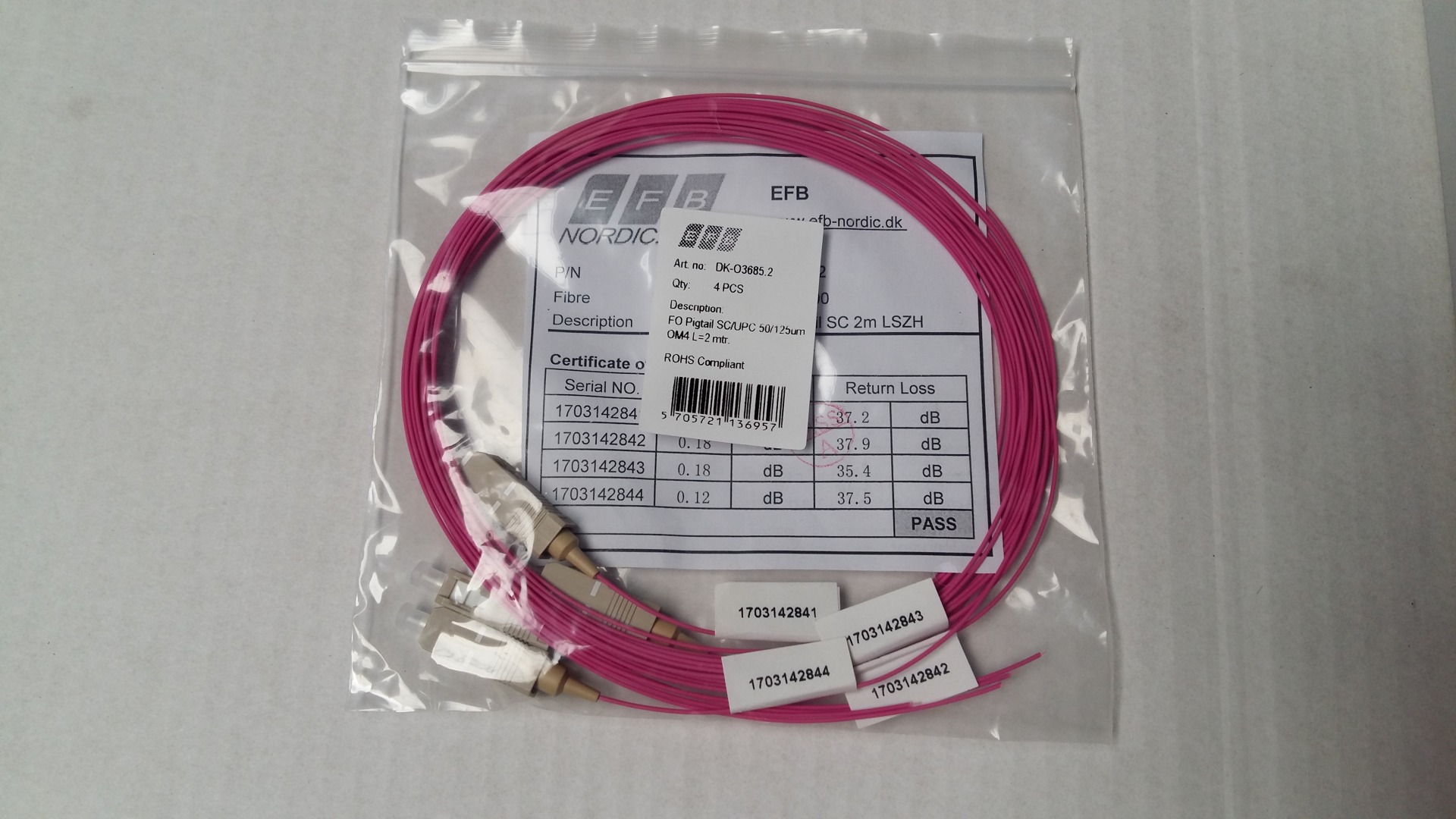 Fiber pigtail SC UPC MM 50/125 OM4 2mtr