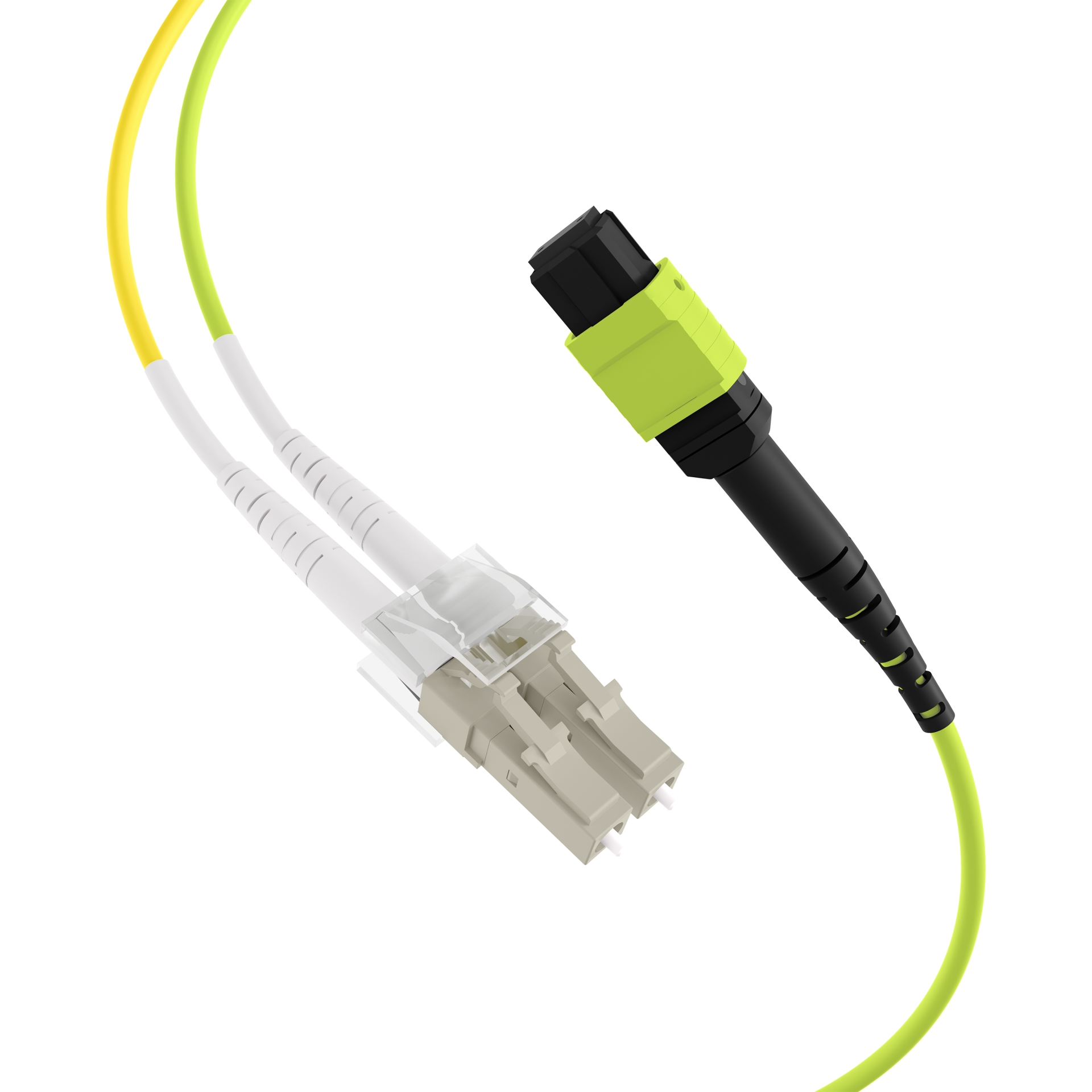 MTP®(F)-LC Trunk cable OM5 12 fibers Typ B LSZH limegreen 10m