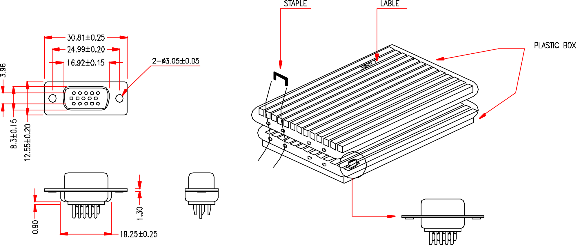 HD-DSub Solder Jack E-HDF 15 LL/Z