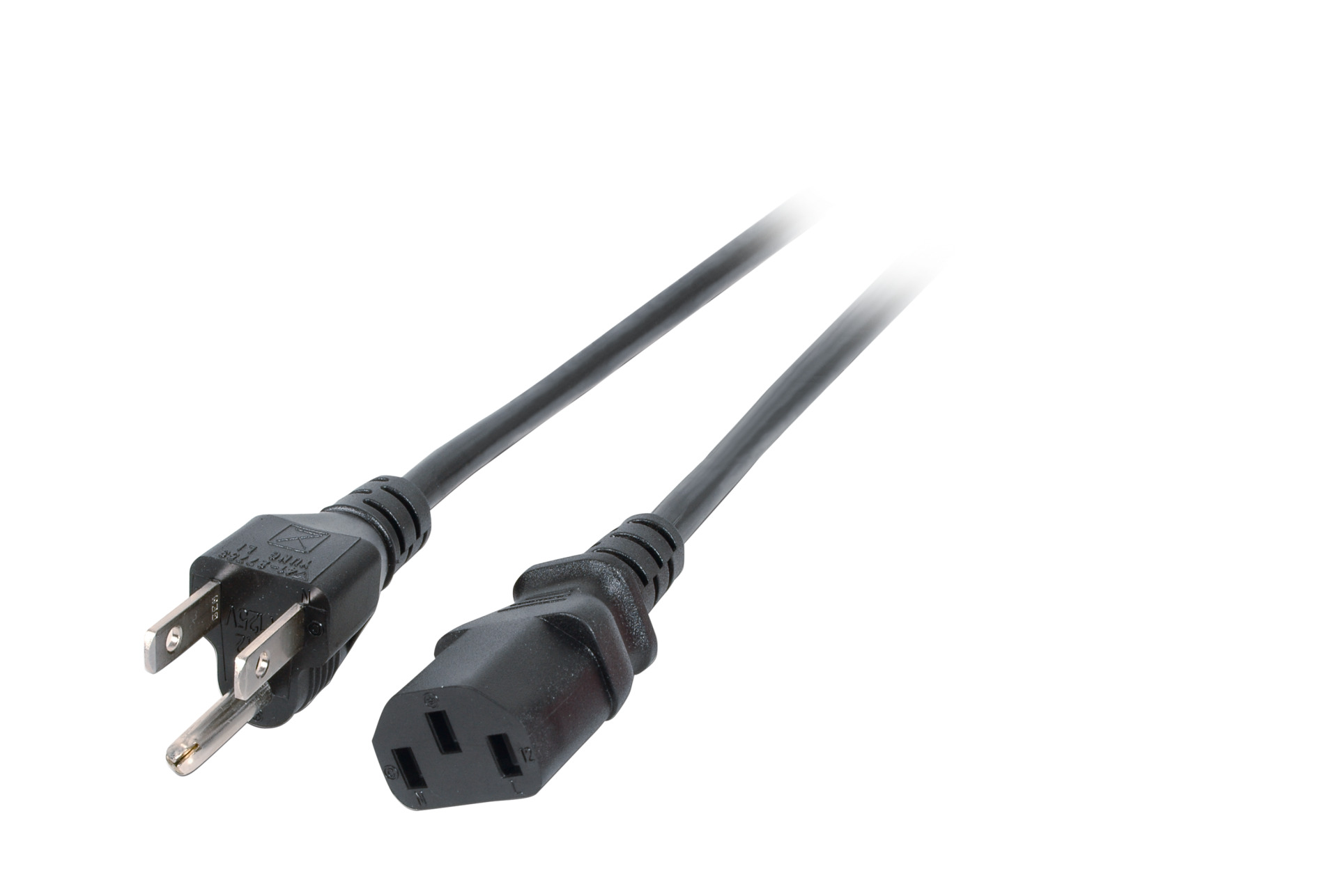 Power Cable USA/NEMA 5-15P - C13 180°, Black, 1.8 m, 3SJT AWG14 x 3C