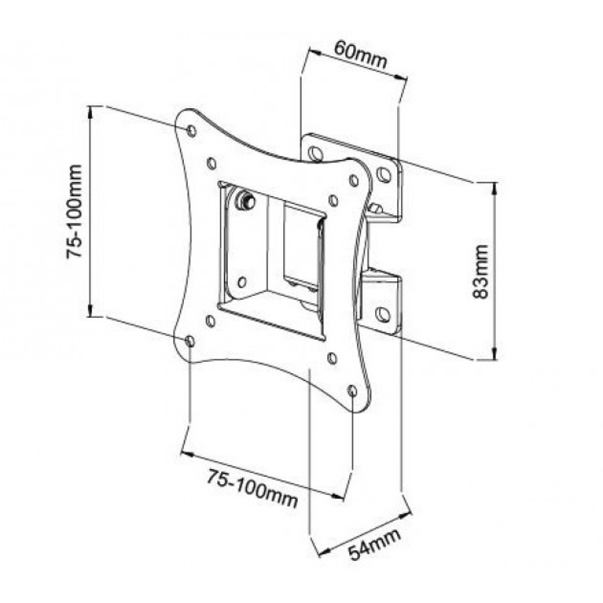 Wall bracket for 1 LCD TV LED 13"-30", tiltable, 1 joint, black