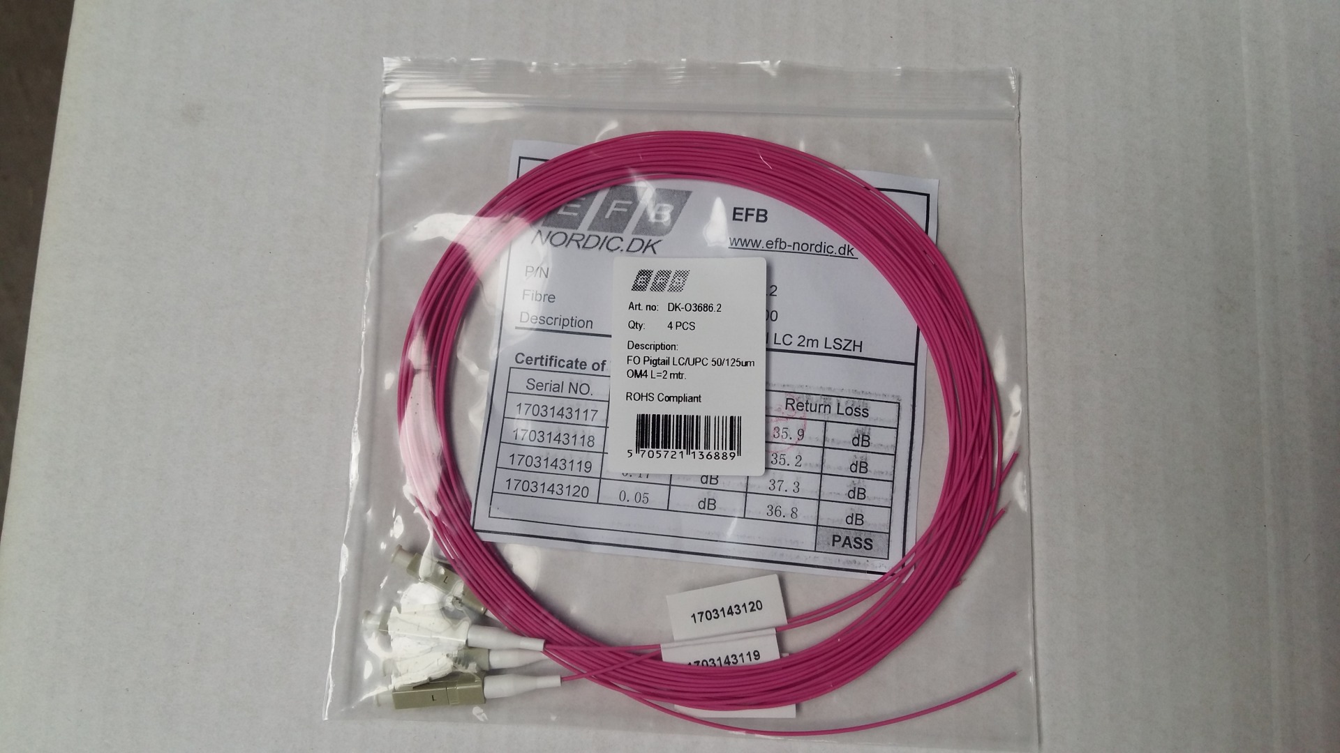 Fiber pigtail LC UPC MM 50/125 OM4 2mtr