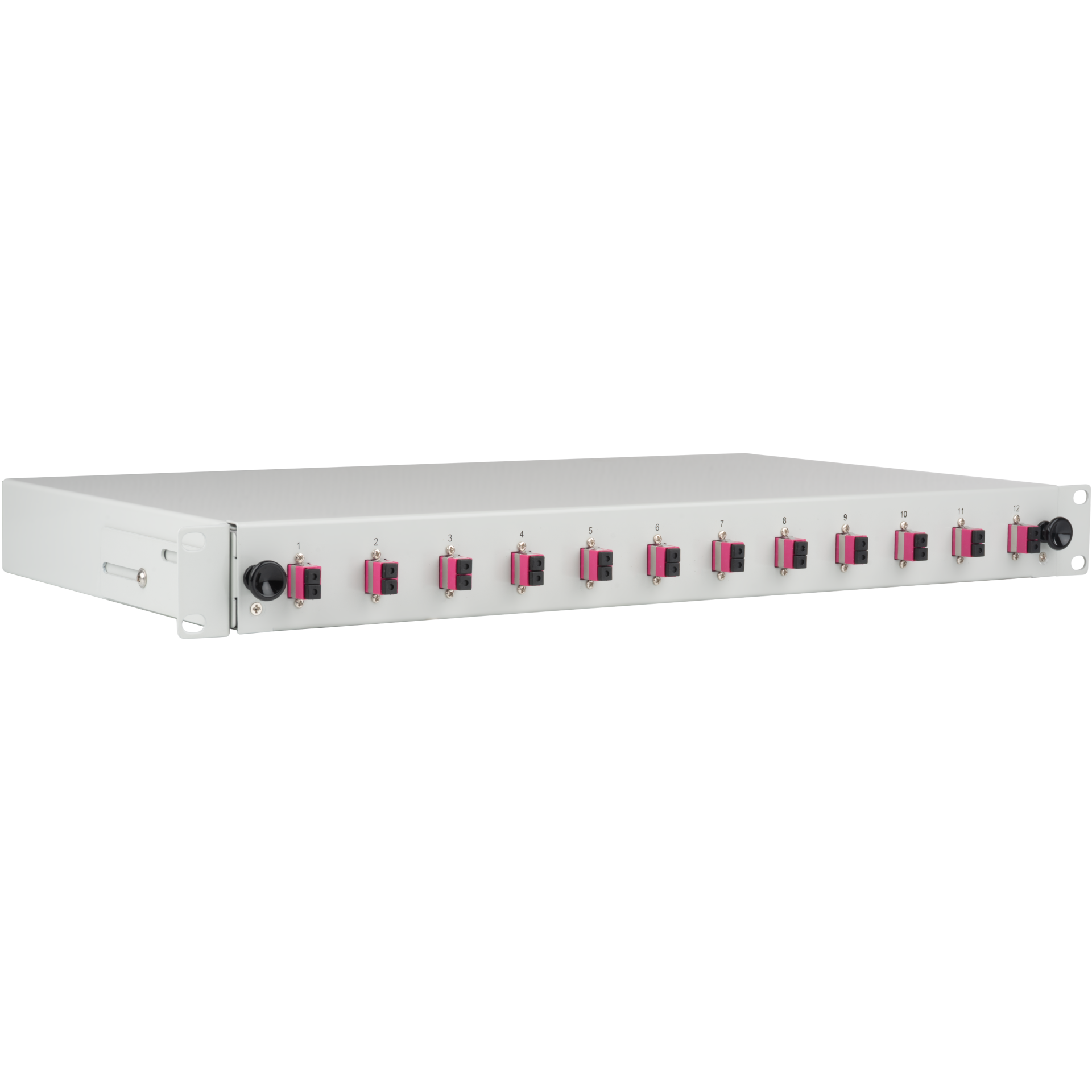 Splice box gy sliding LC OM4 24x pigtail and 12x duplex adapter