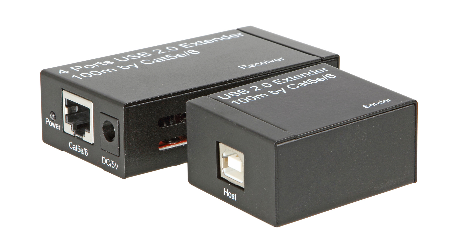 USB2.0 Extender Cat.5e/6 100m 4-Port, incl. PS