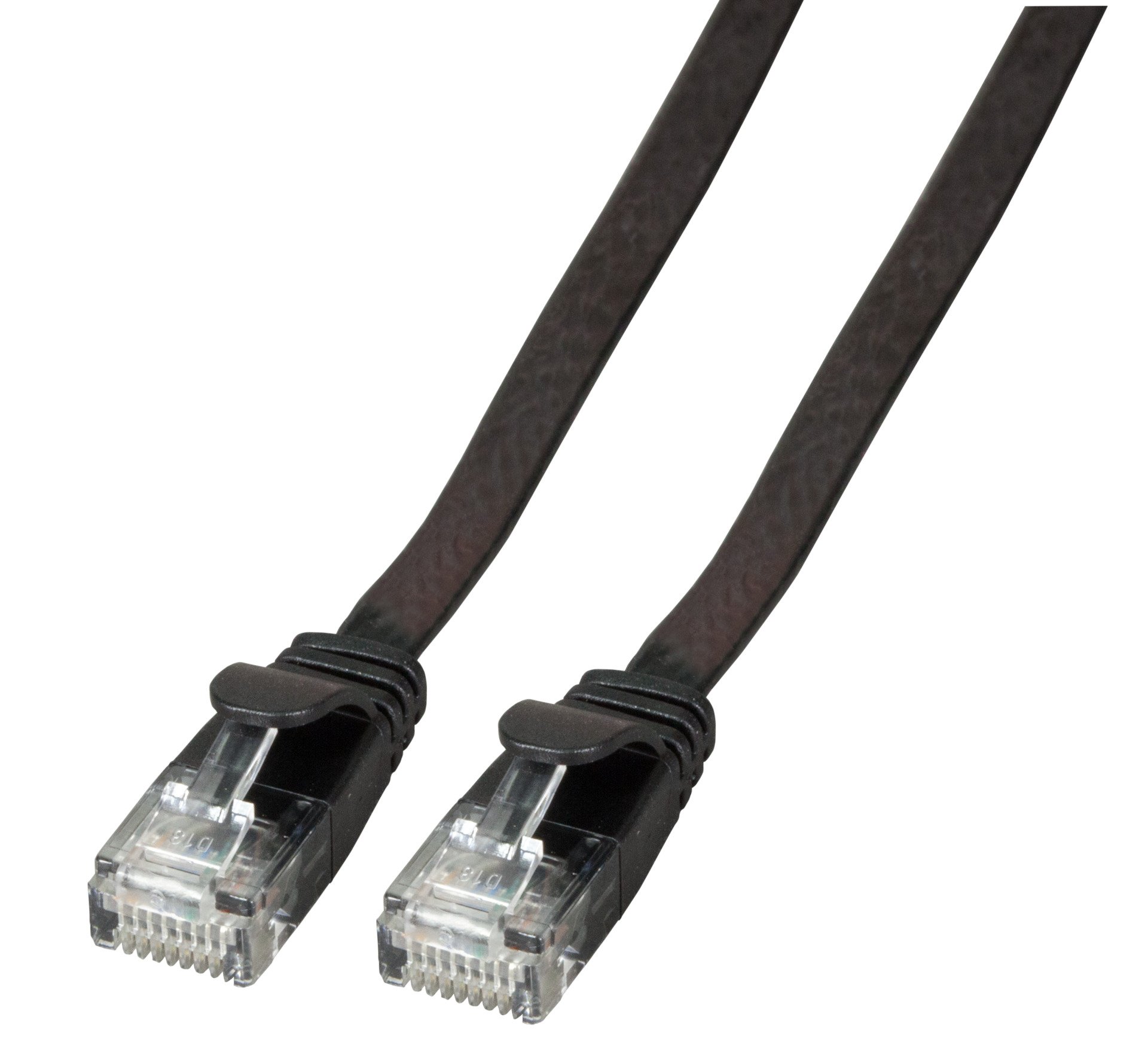 RJ45 Flat Patch cable U/UTP, Cat.6A, PVC, 0,25m, black