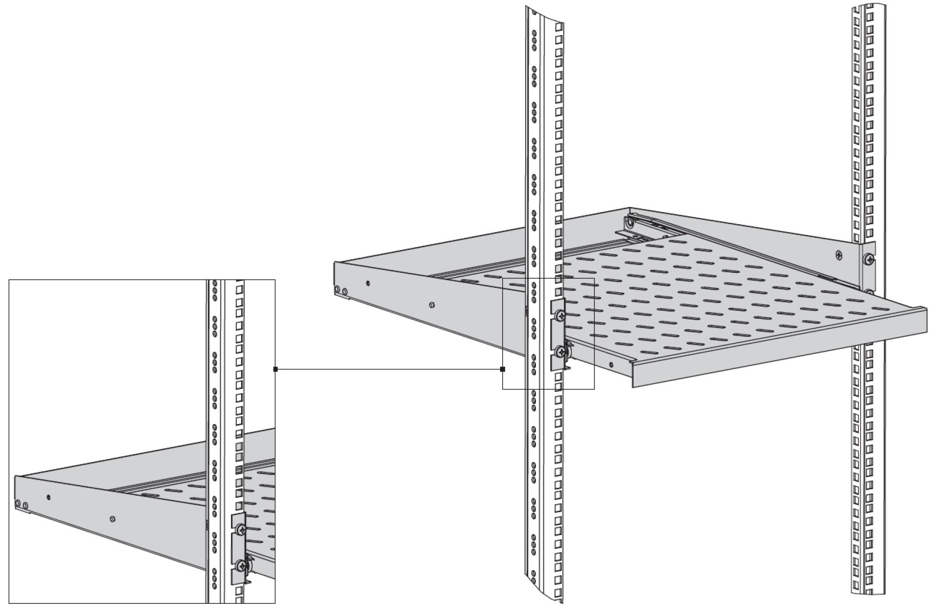 19" 2U Pull-Out Shelf, D=355 mm, Front Mounting, 20 kg, RAL9005