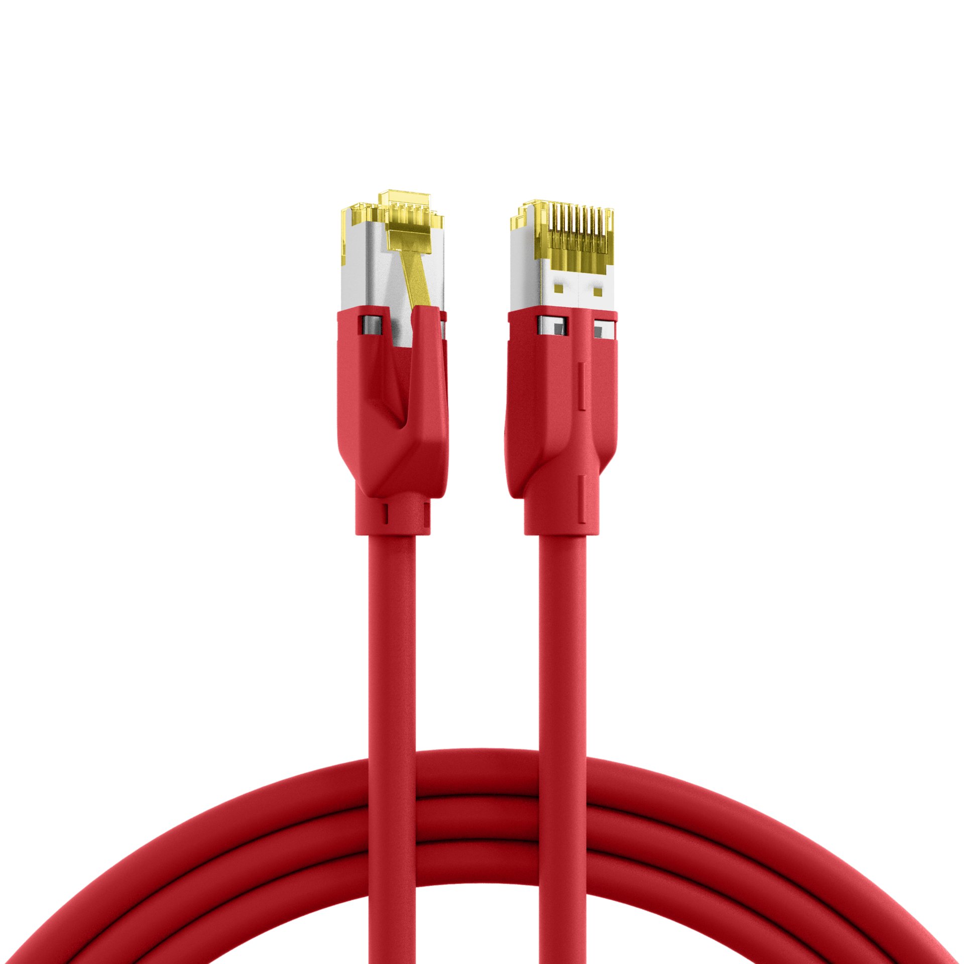INFRALAN® RJ45 patch cord S/FTP, Cat.6A, TM31, UC900, 0,5m, red