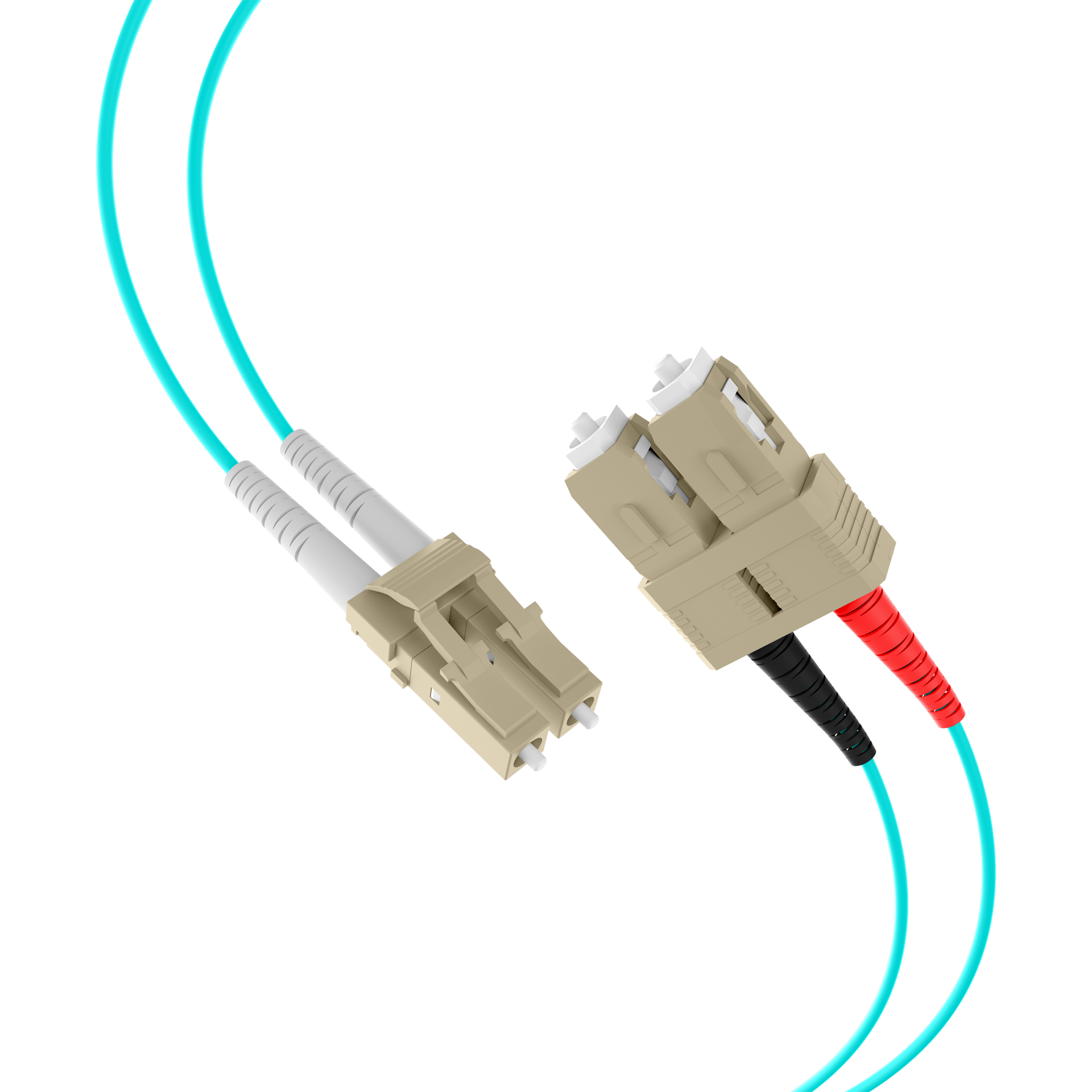 Duplex Patchcable LC-SC OM3 50m LSZH 2mm aqua