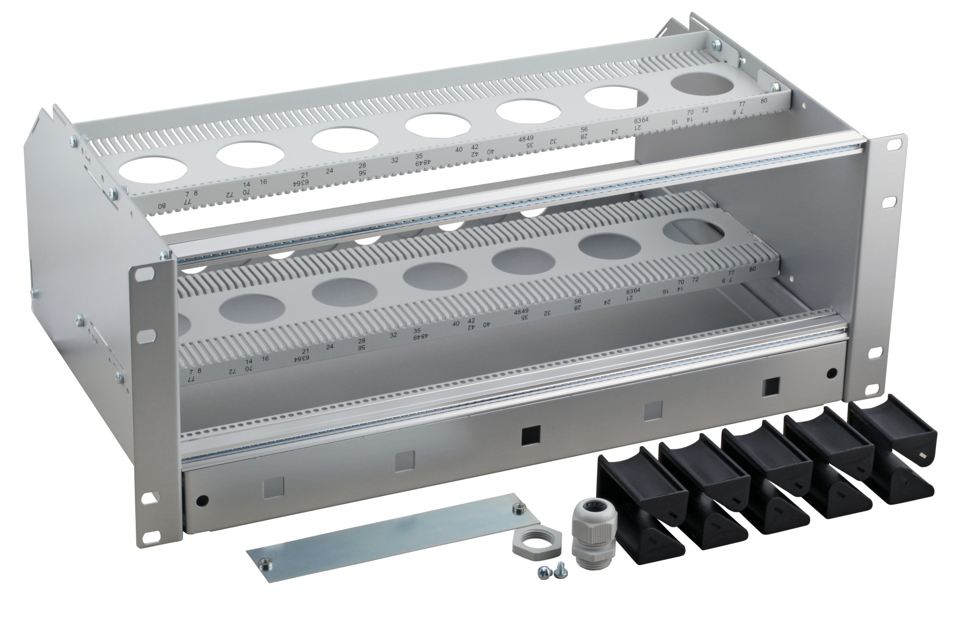 Subrack 4U 84TE/3U Incl. 1U Cable Overlength Box