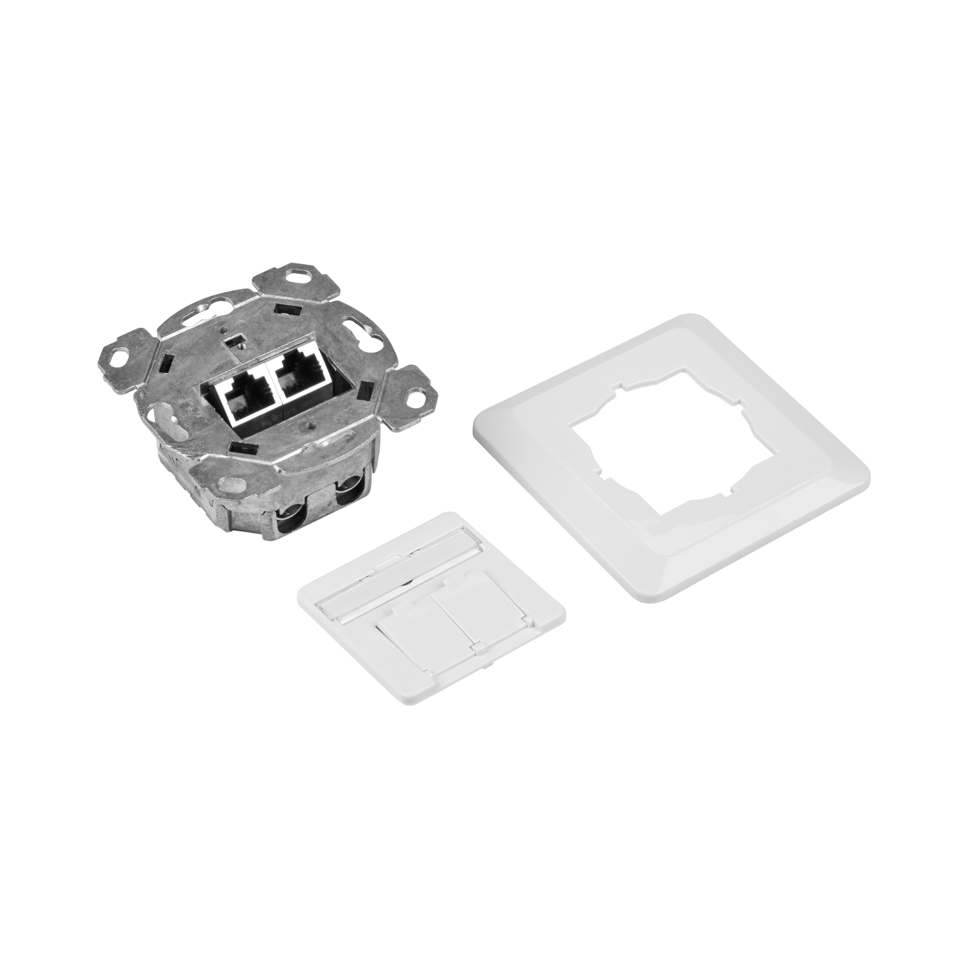 Data outlet Cat.6 250MHz, up/down, Flush, 2xRJ45, RAL9010
