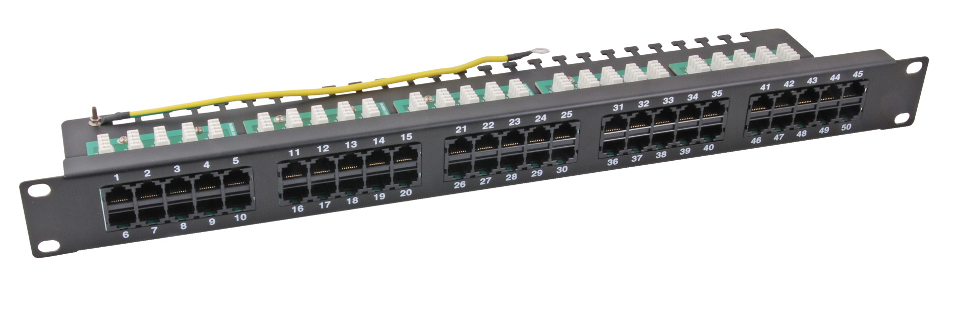 Patch Panel 50 x RJ45 8/4 1U ISDN, RAL7035, Cat. 3