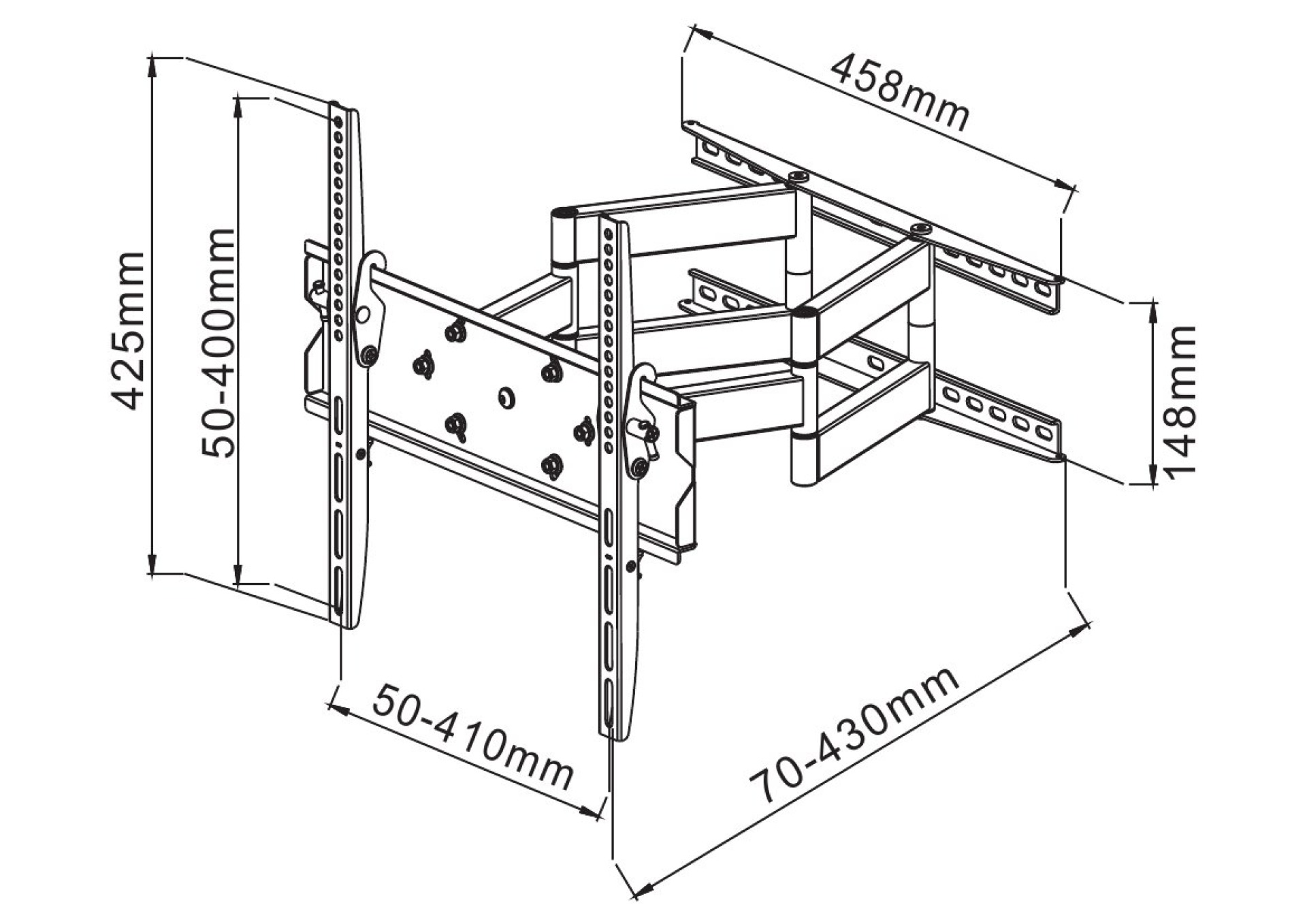 Wall bracket for LCD TV LED 23" - 55" Full Motion Dual Arm black