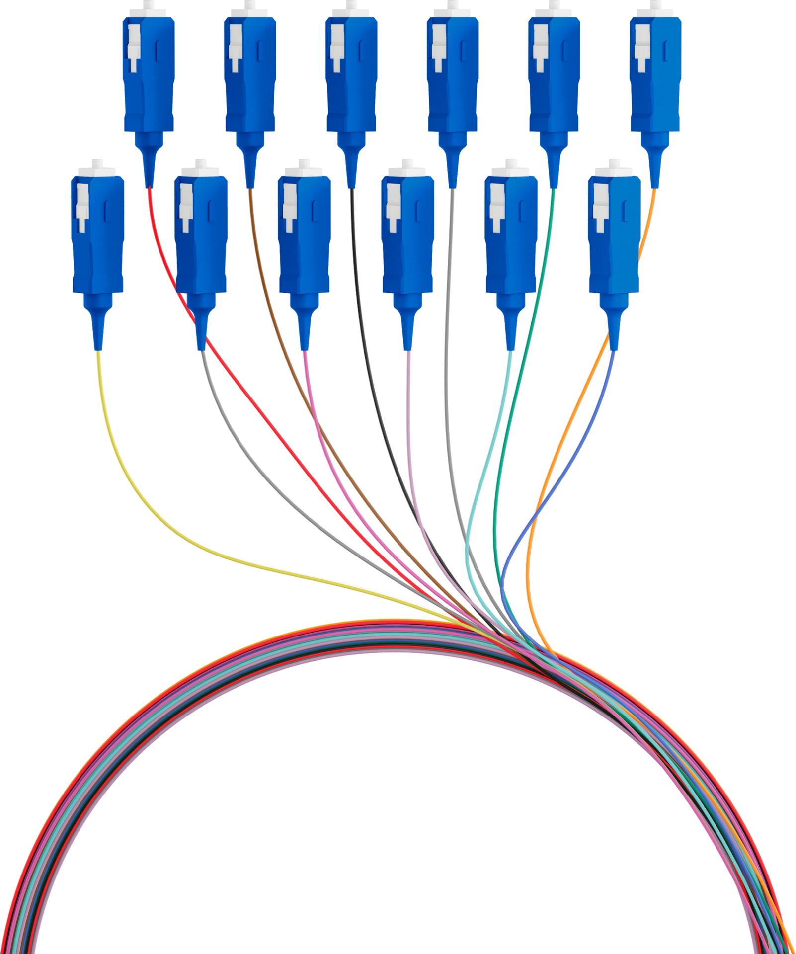 Fiber Pigtail SC OS2 G652D-colored set 2m - 12 pieces