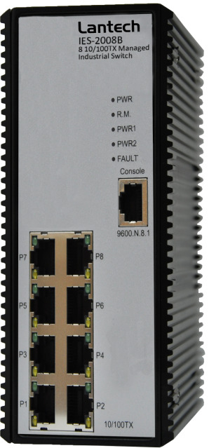 DIN-Rail-Switch 8x10/100TX, SNMP Pro-Ring