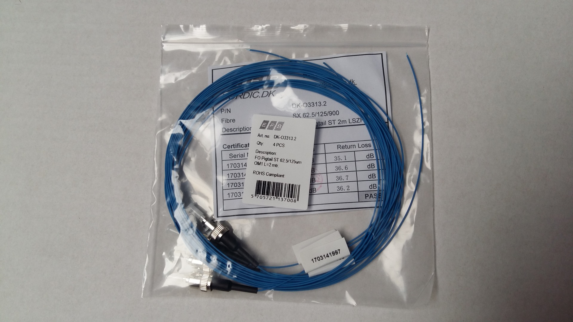 Fibre pigtail ST UPC MM 62,5/125 OM1 2mtr 