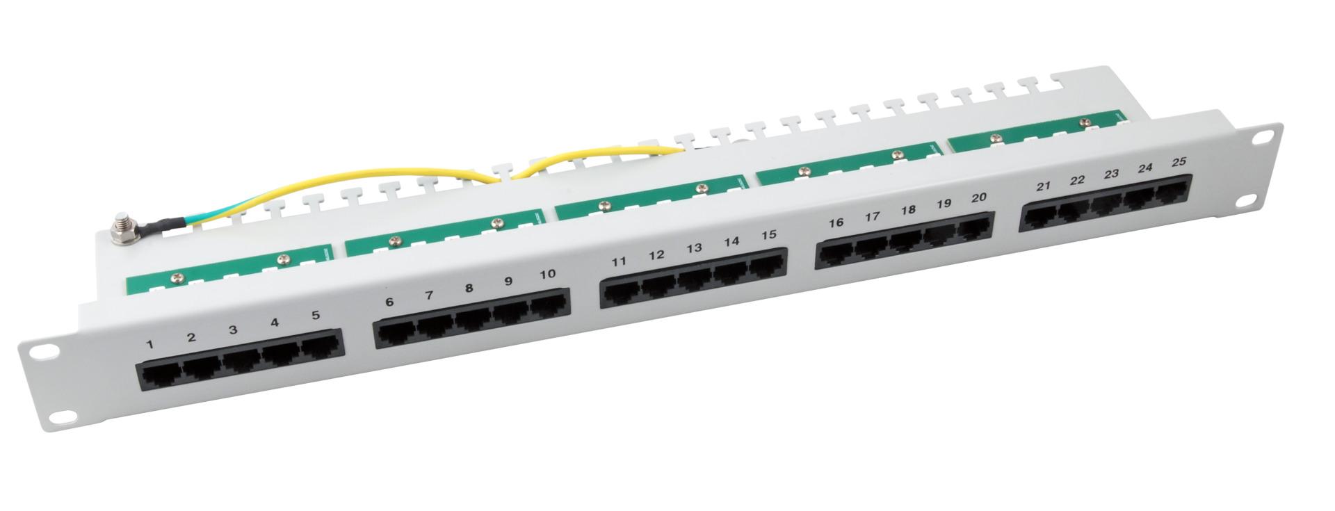 Patch Panel 25 x RJ45 8/4 1U ISDN, RAL9005, Cat. 3