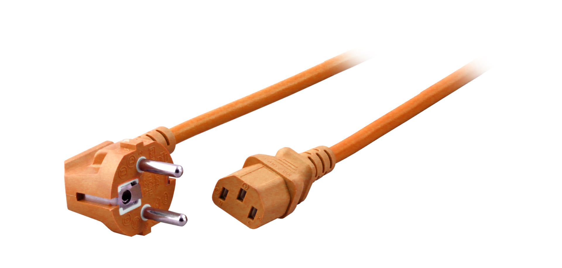 Power Cable CEE7/7 90° - C13 180°, Orange